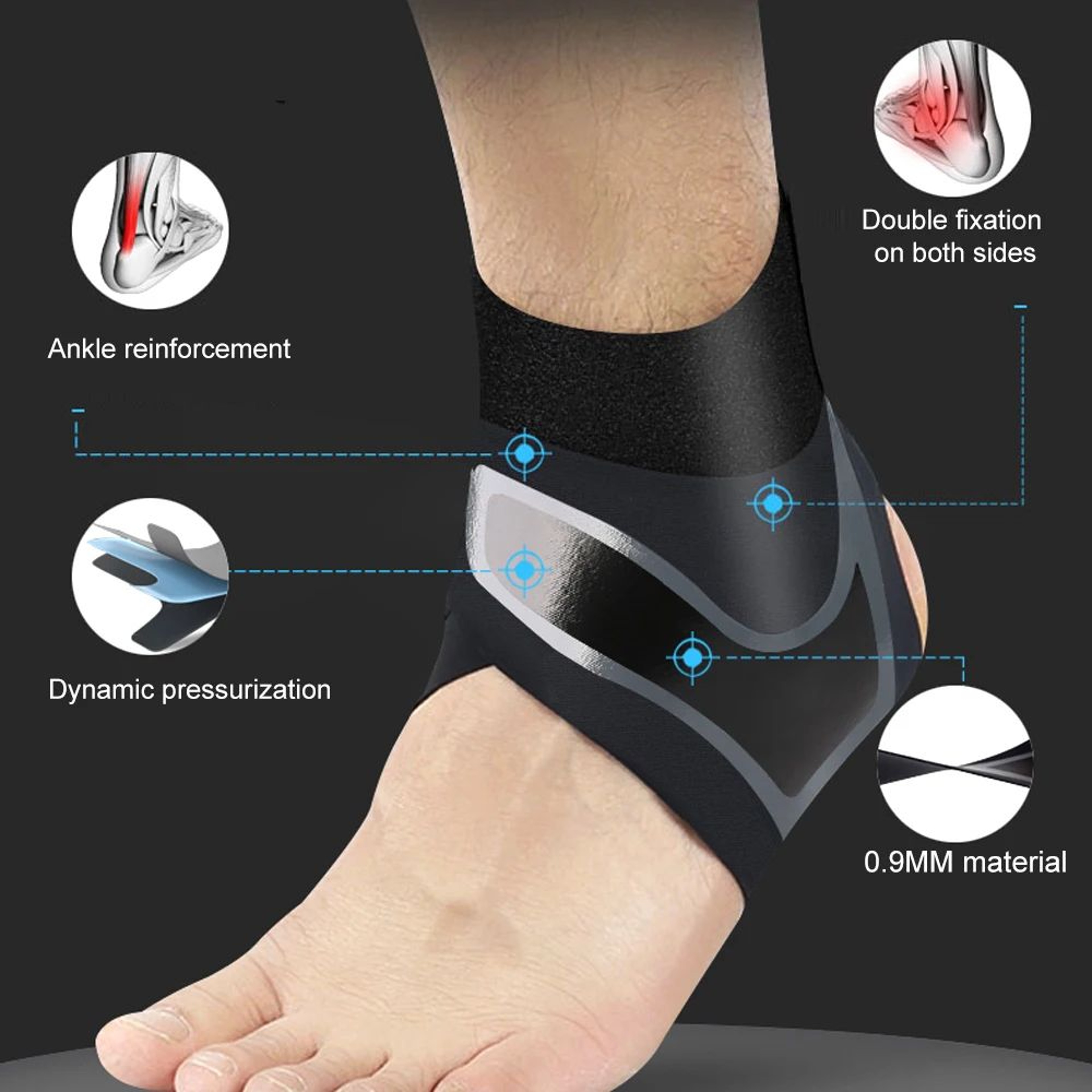Compression Ankle Support Sleeve For Left And Right Foot Anti Sprain Heel Protector 3