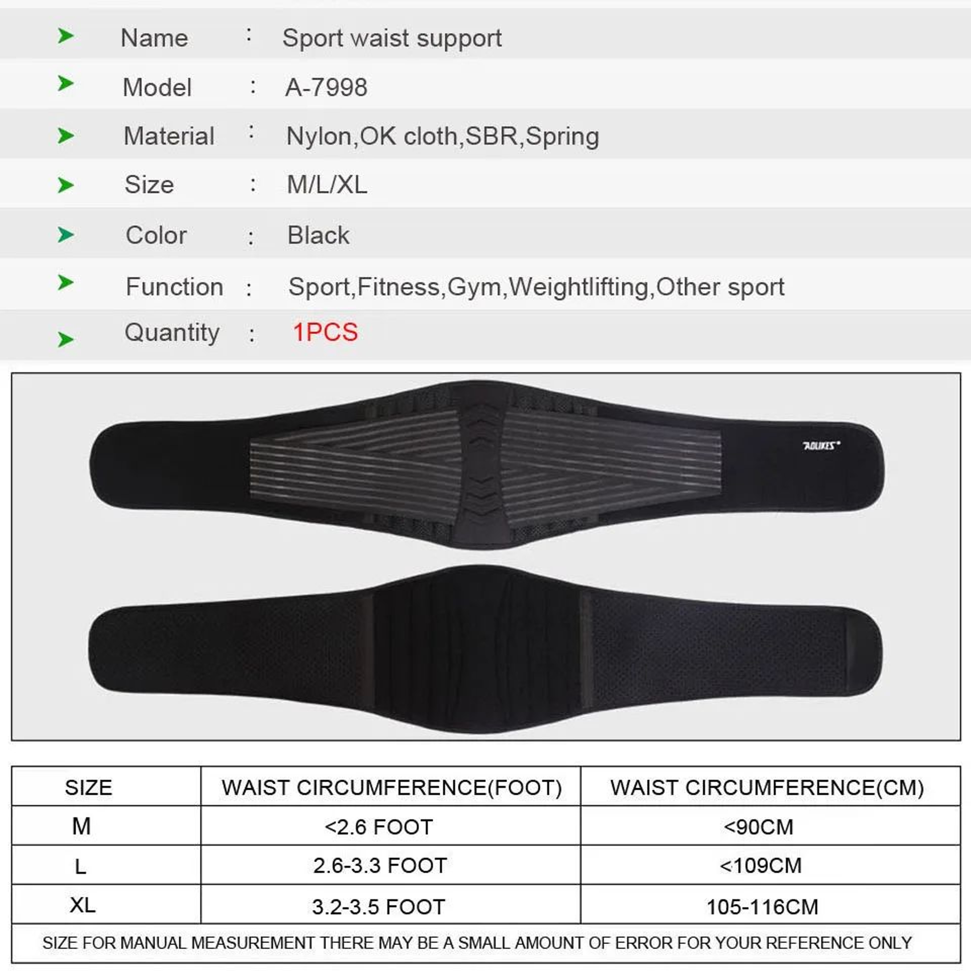 AOLIKES Adjustable Lumbar Support Belt for Lower Back – view 7