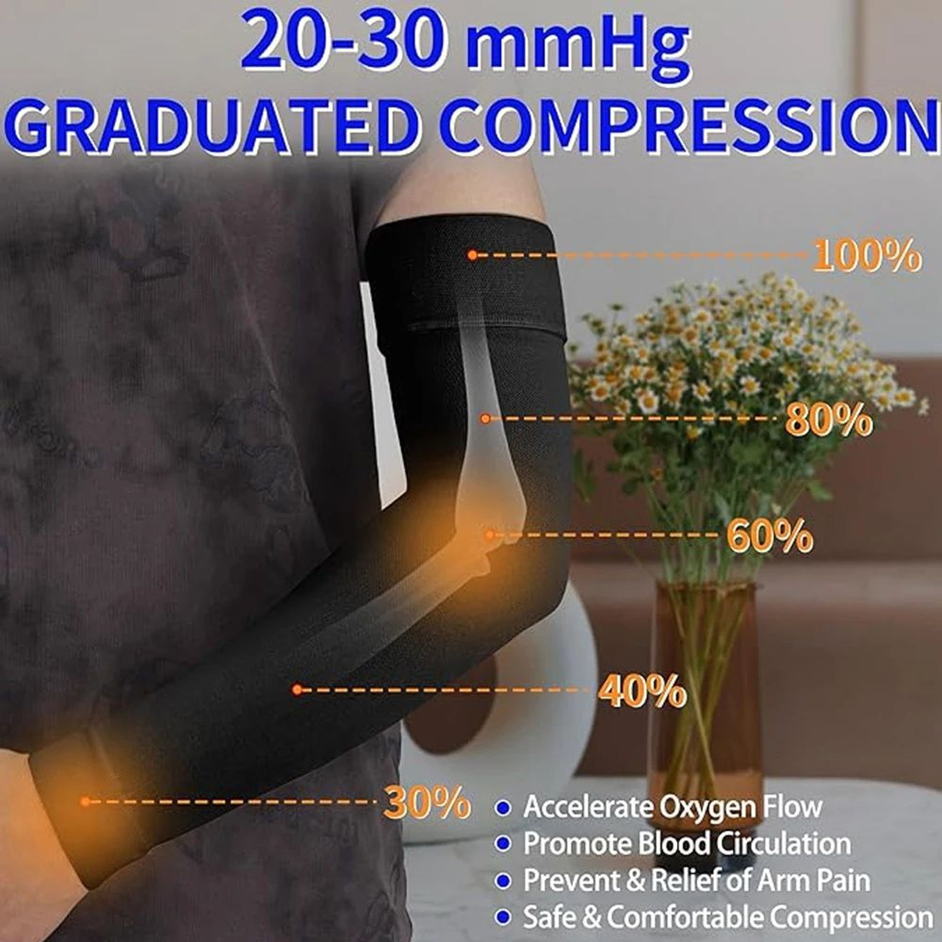 Compression Arm Sleeves 20 To 30 MmHg For Arm Support 1