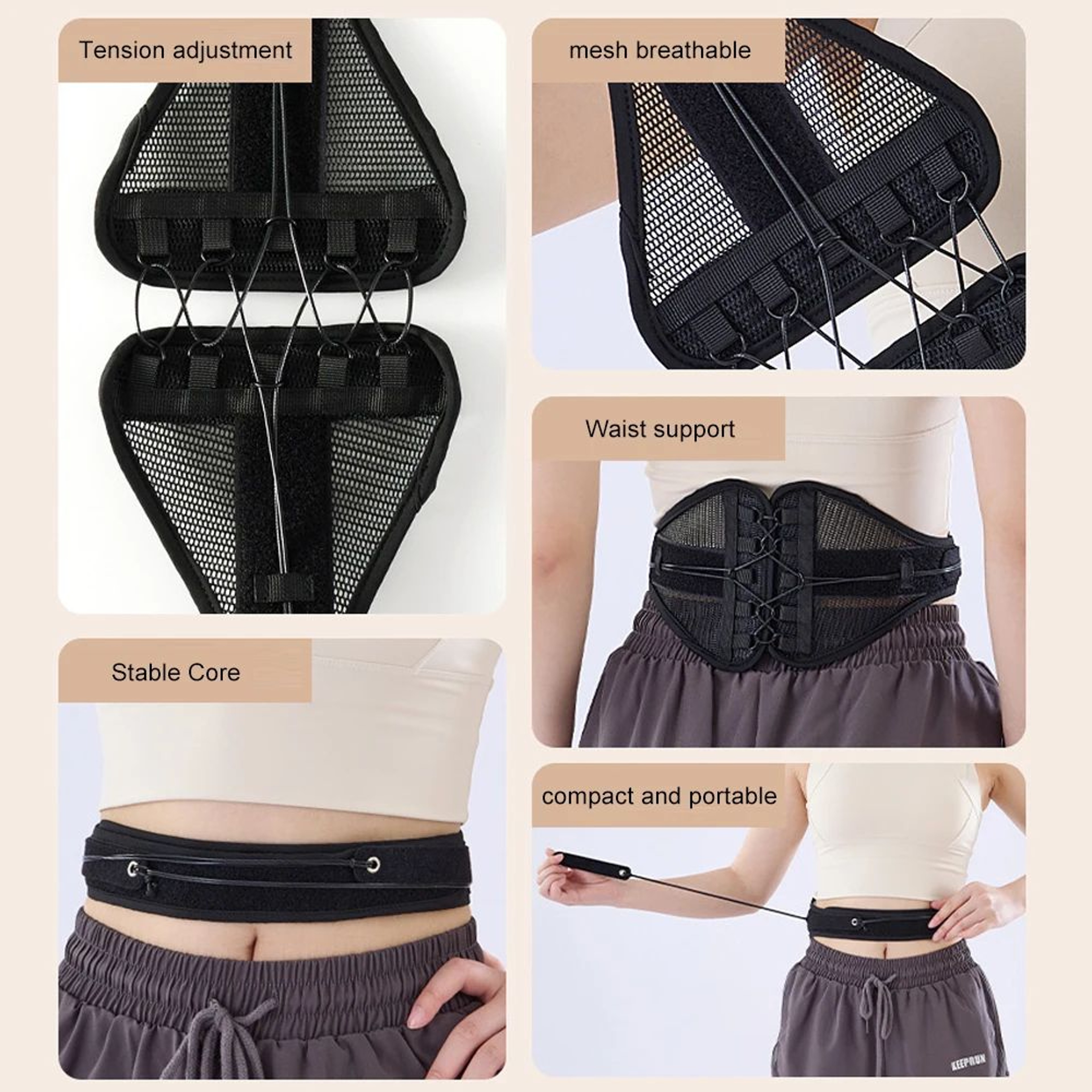 Adjustable Lumbar Back Support Brace With Pulley Compression 4