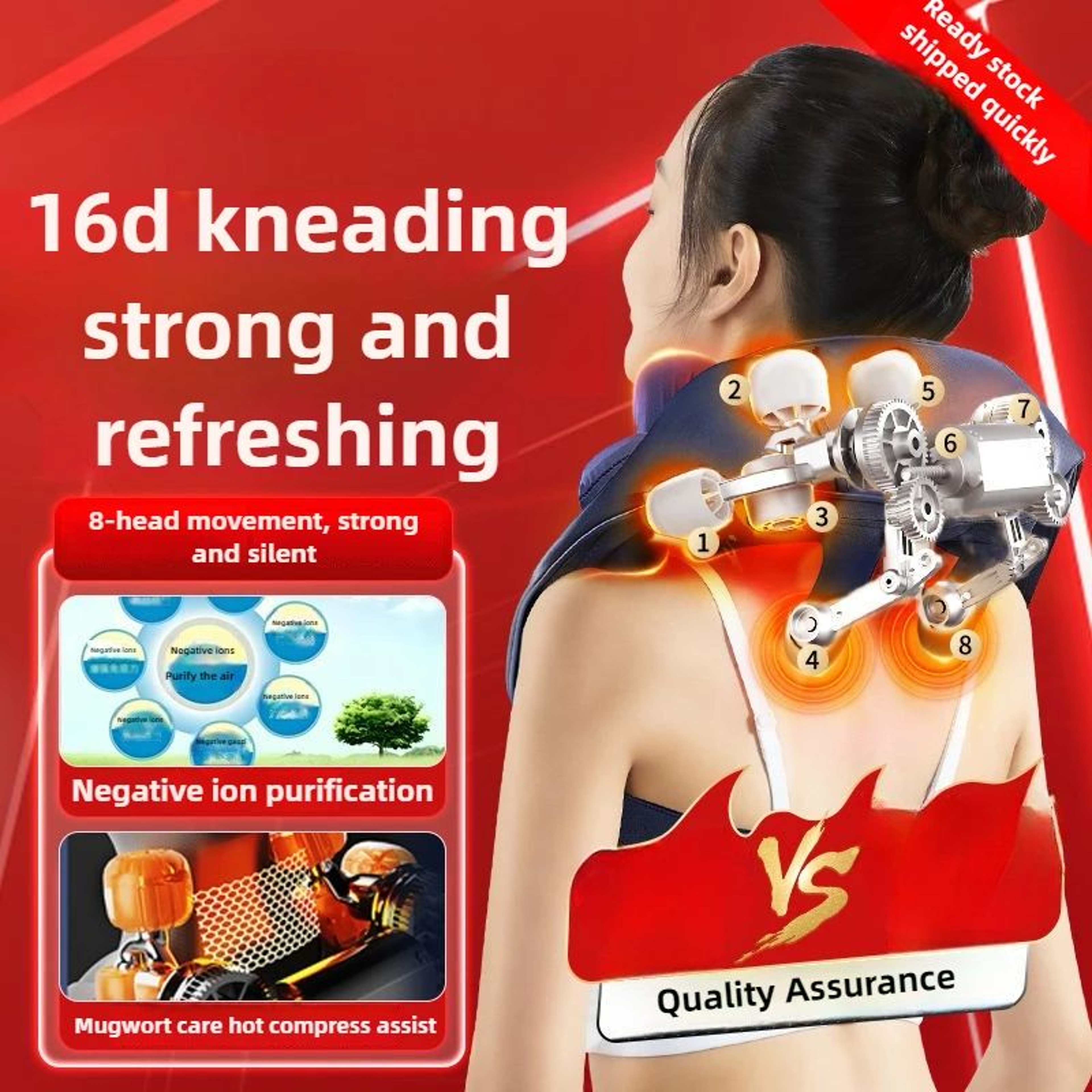 8 Head Wireless Neck And Shoulder Massage Shawl With Heat 7