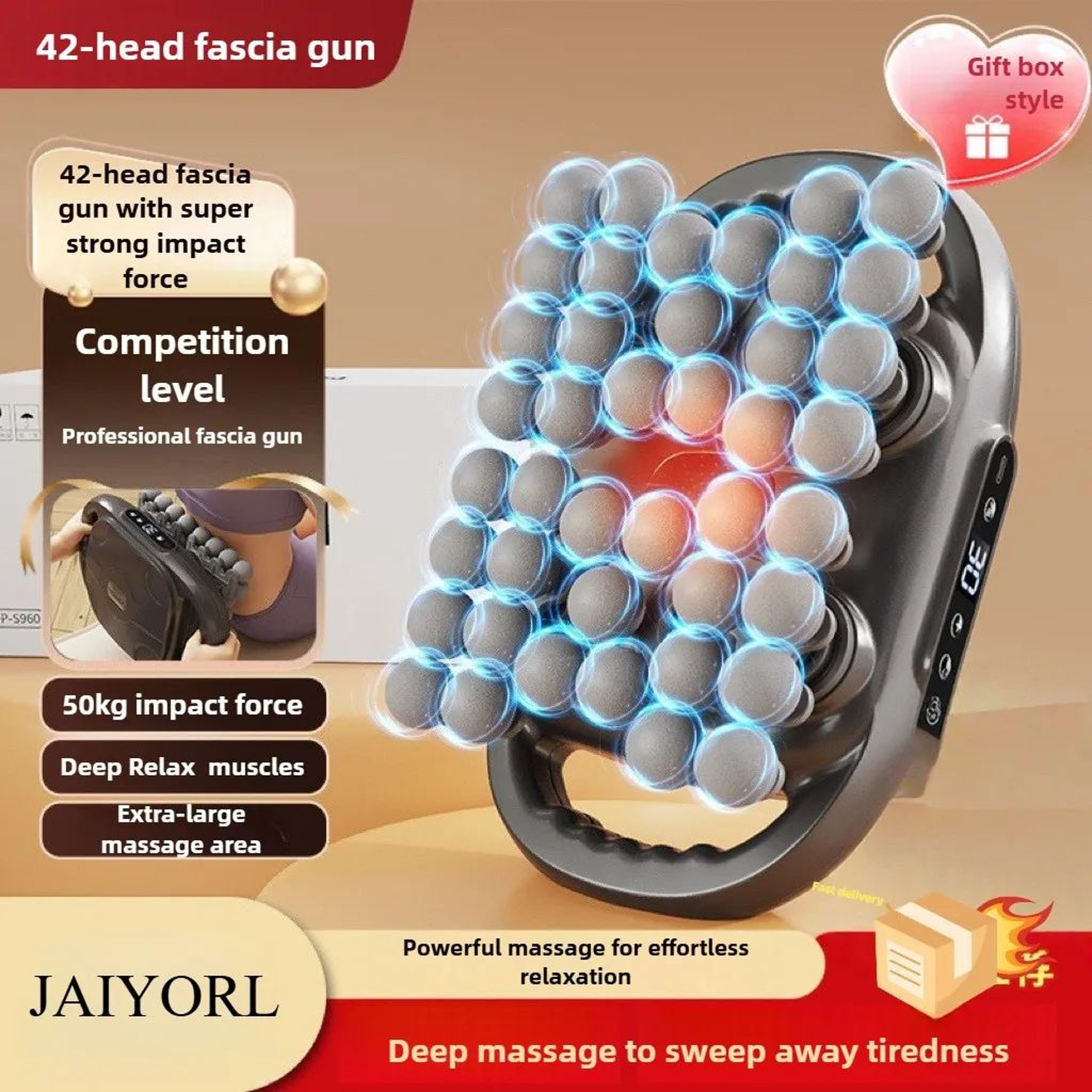42 Head Deep Tissue Massage Gun For Full Body Relief 0