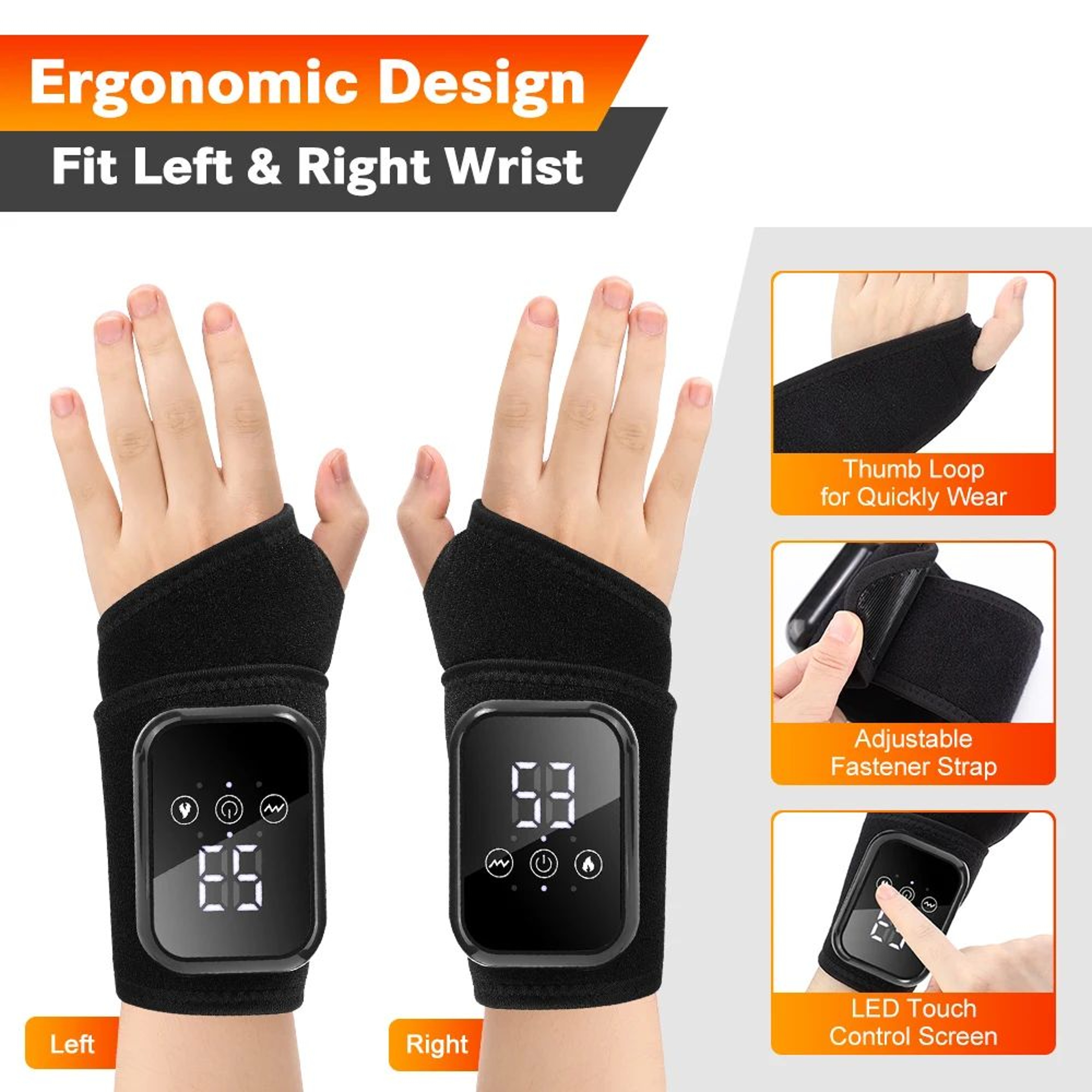 Electric Heated Wrist Massager With 3 Heat Levels And Adjustable Wrist Support 7