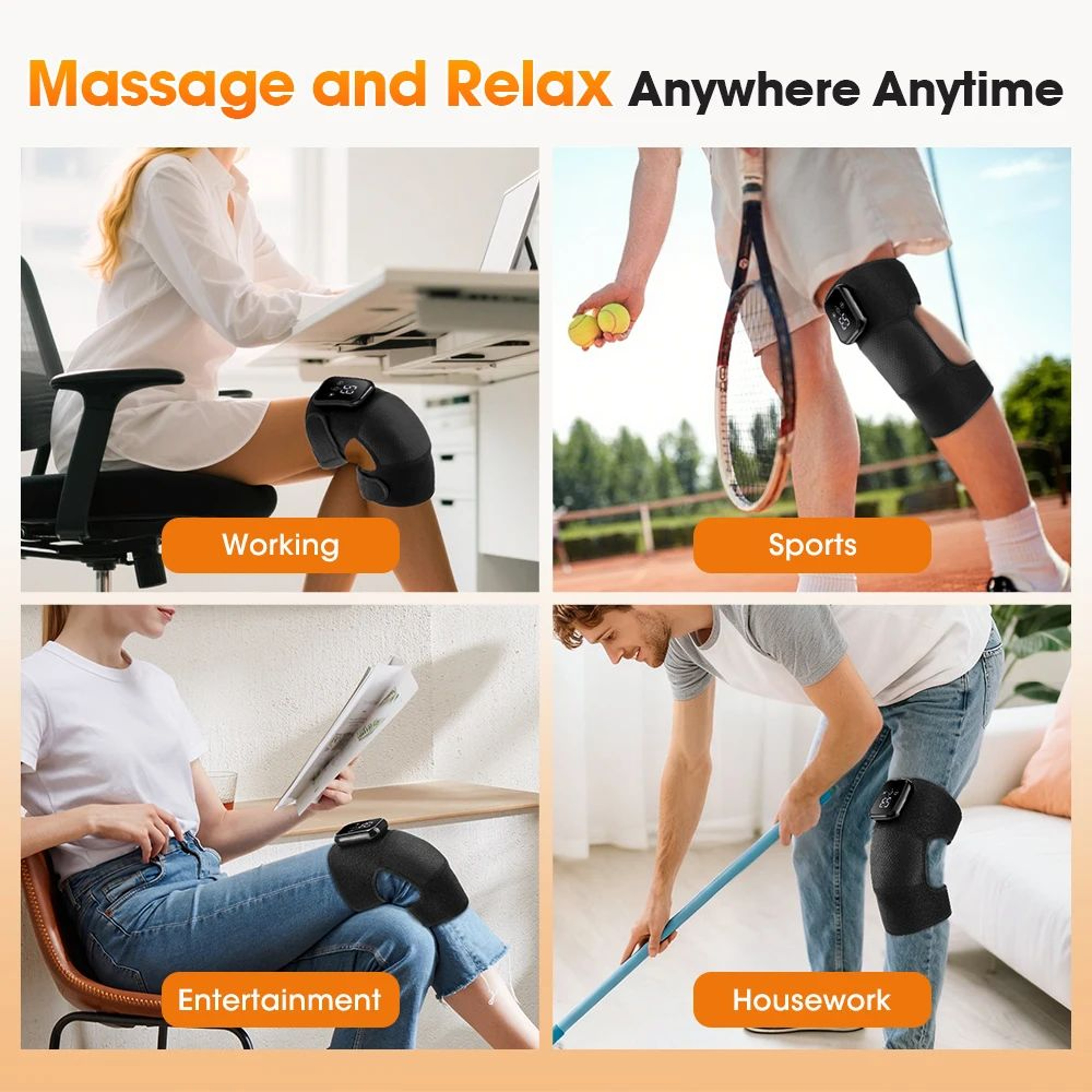 Cordless Heated Knee Massager With Vibration And Adjustable Support Belt 6