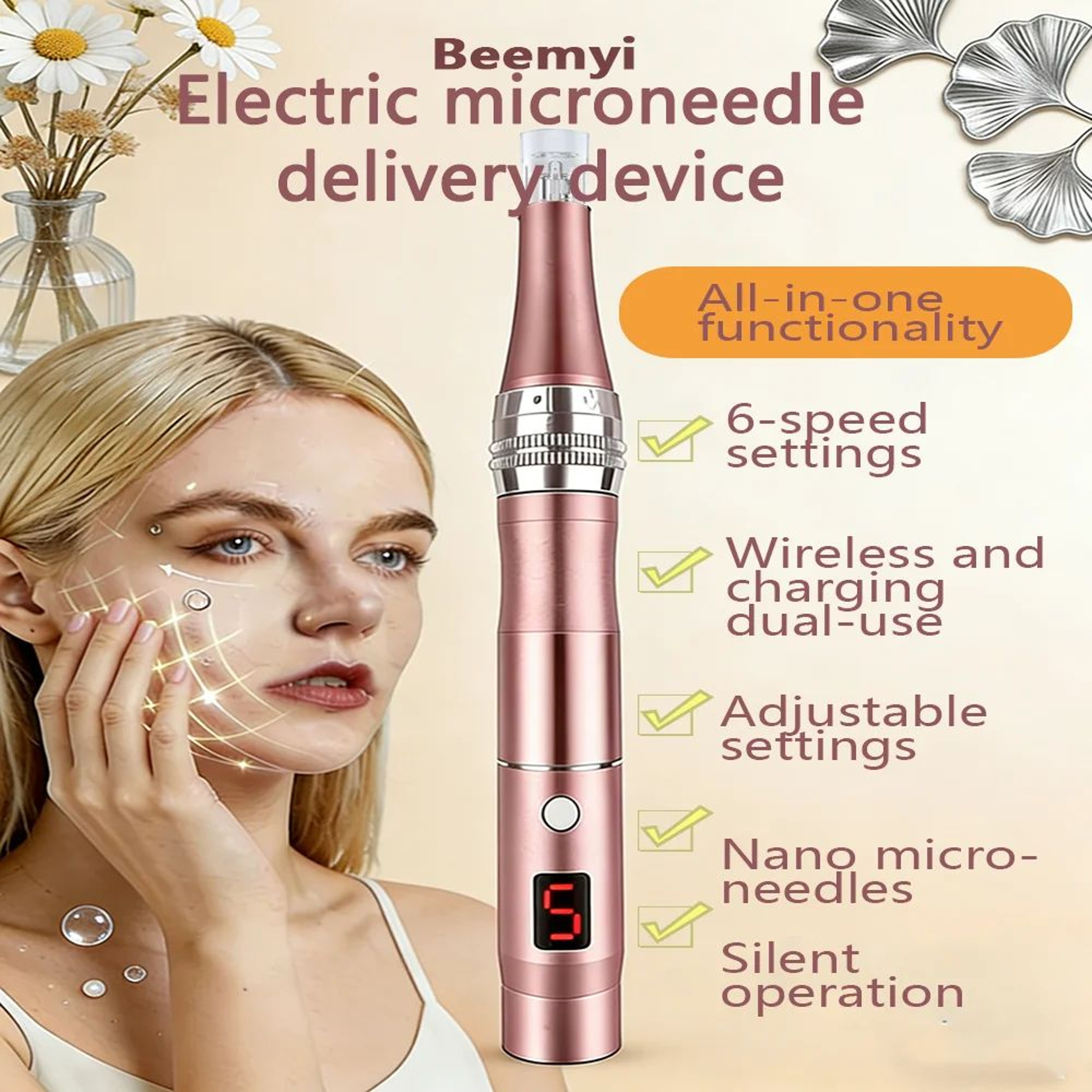 Rechargeable Electric Facial Massager With 4 Interchangeable Heads 0