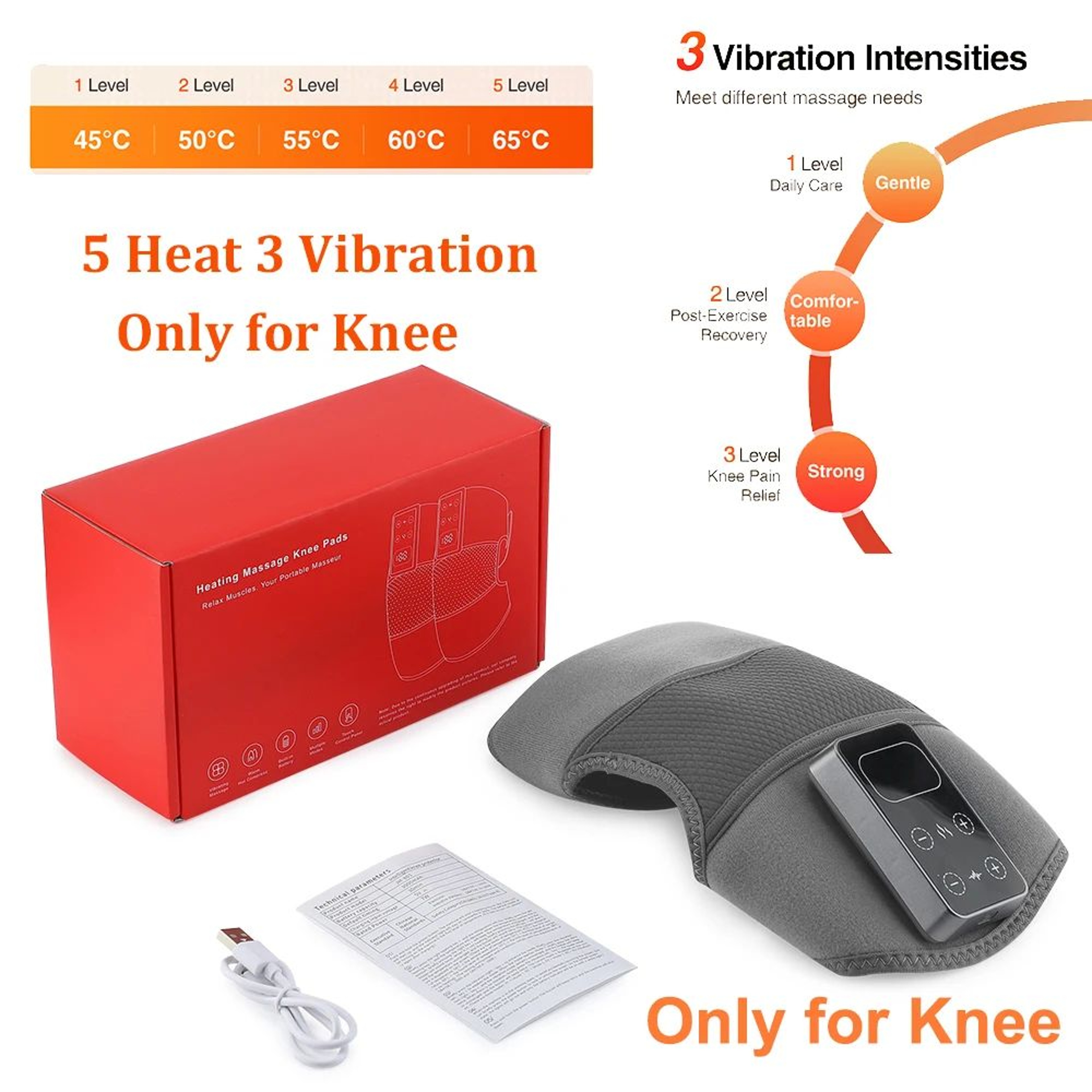 Cordless Heated Vibration Knee Massager Brace 11