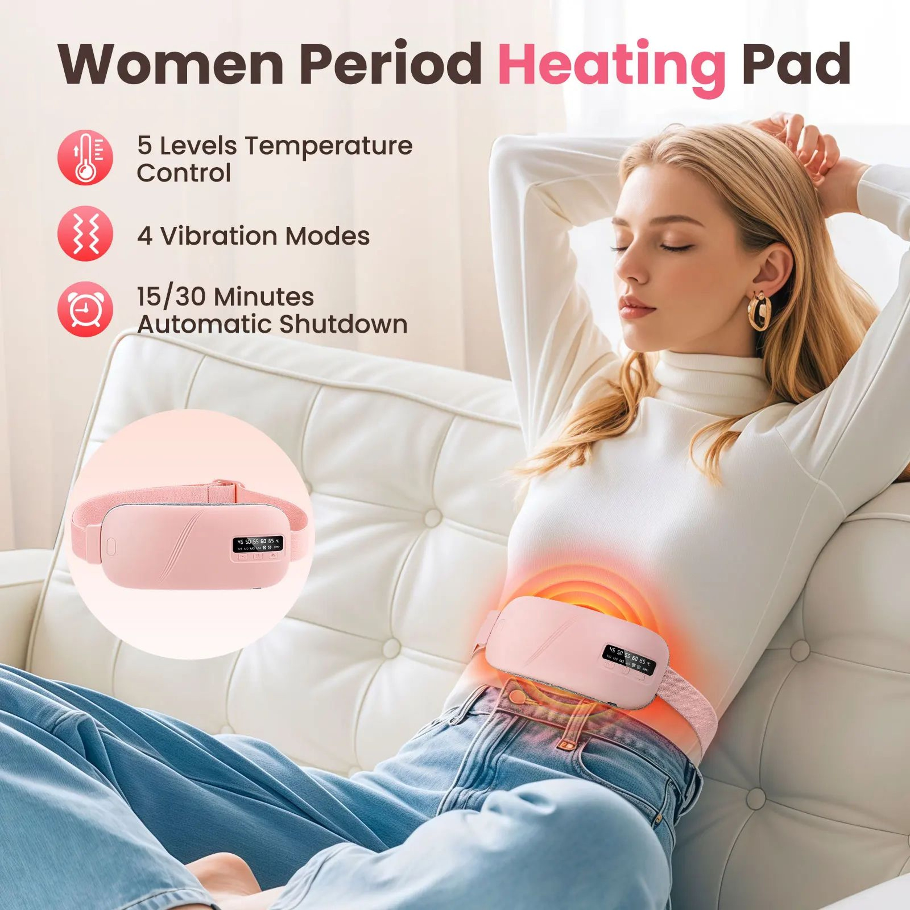 Cordless Menstrual Heating Pad With Vibration Massage 1