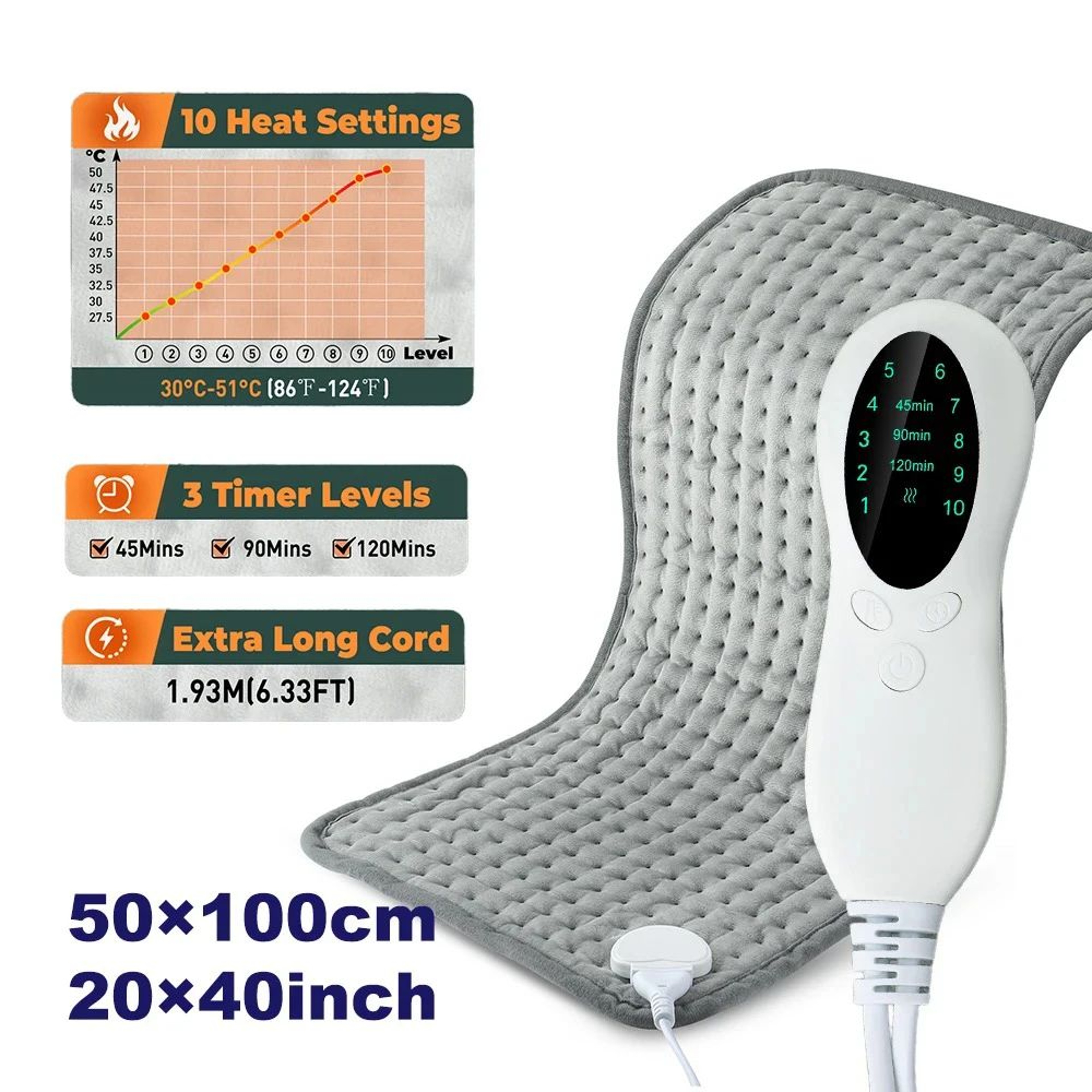 Electric Heating Pad With 9 Temperature Levels 7