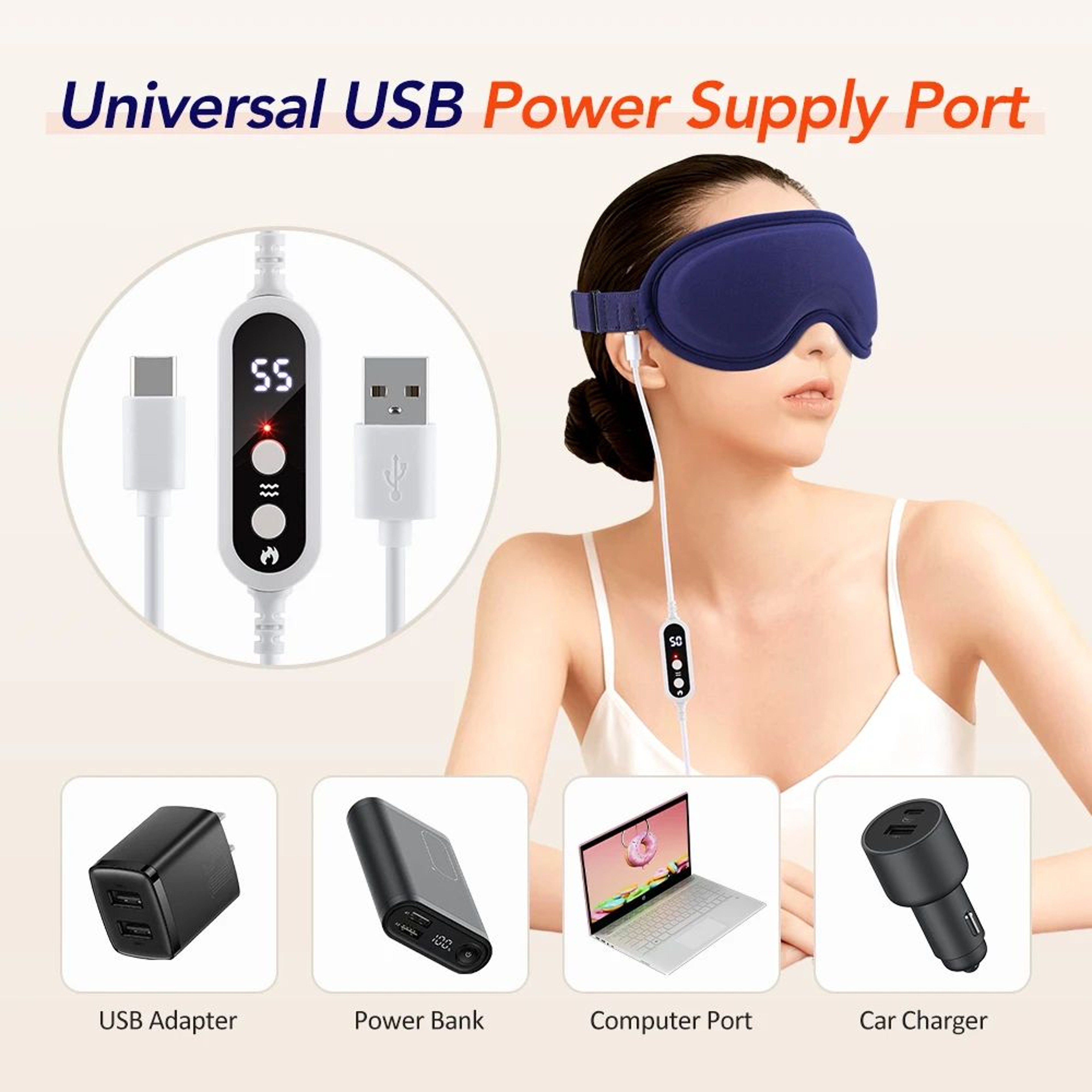 USB Heated Eye Massager Sleep Mask With Vibration 10