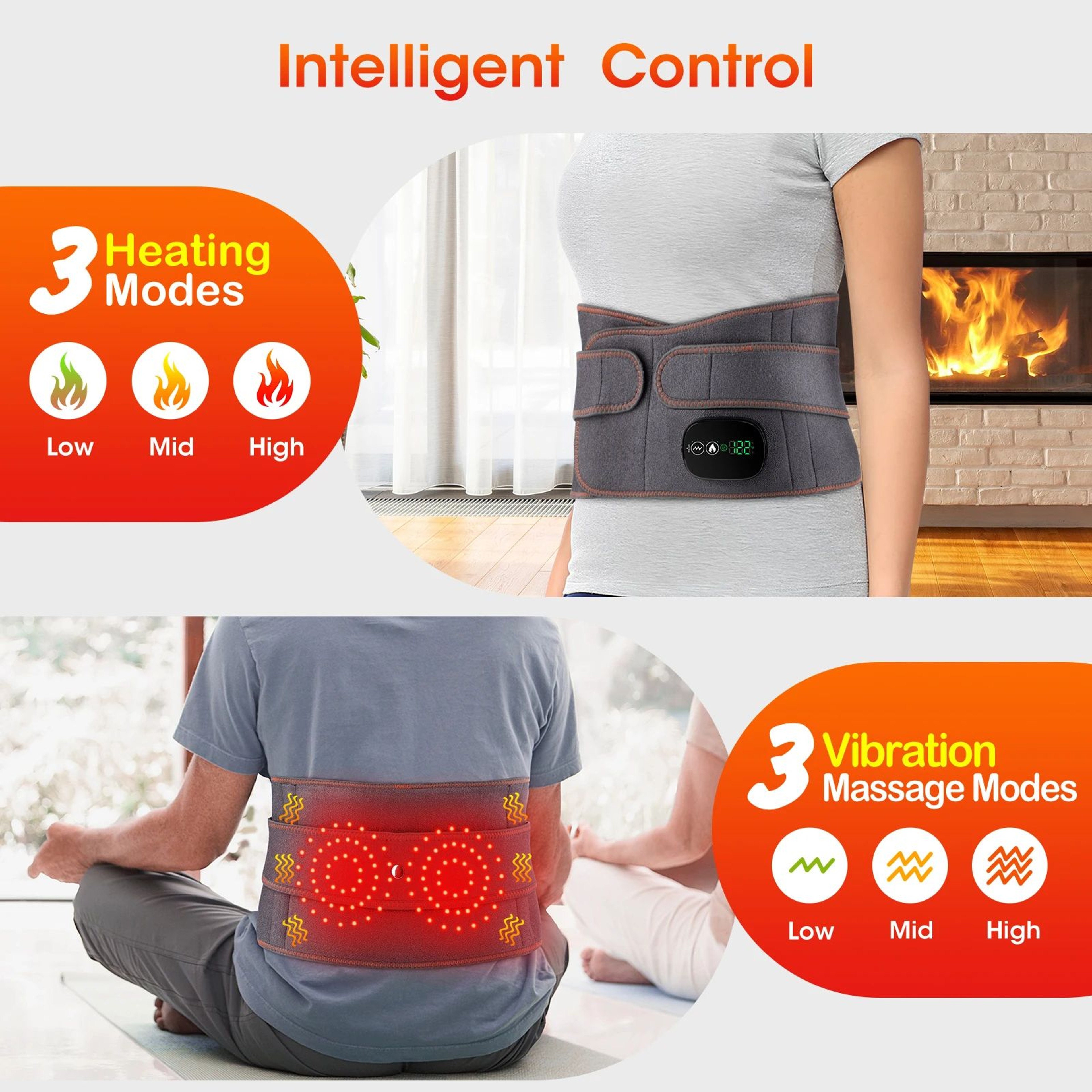 Cordless Electric Waist Massager Belt With Heat And Vibration 1