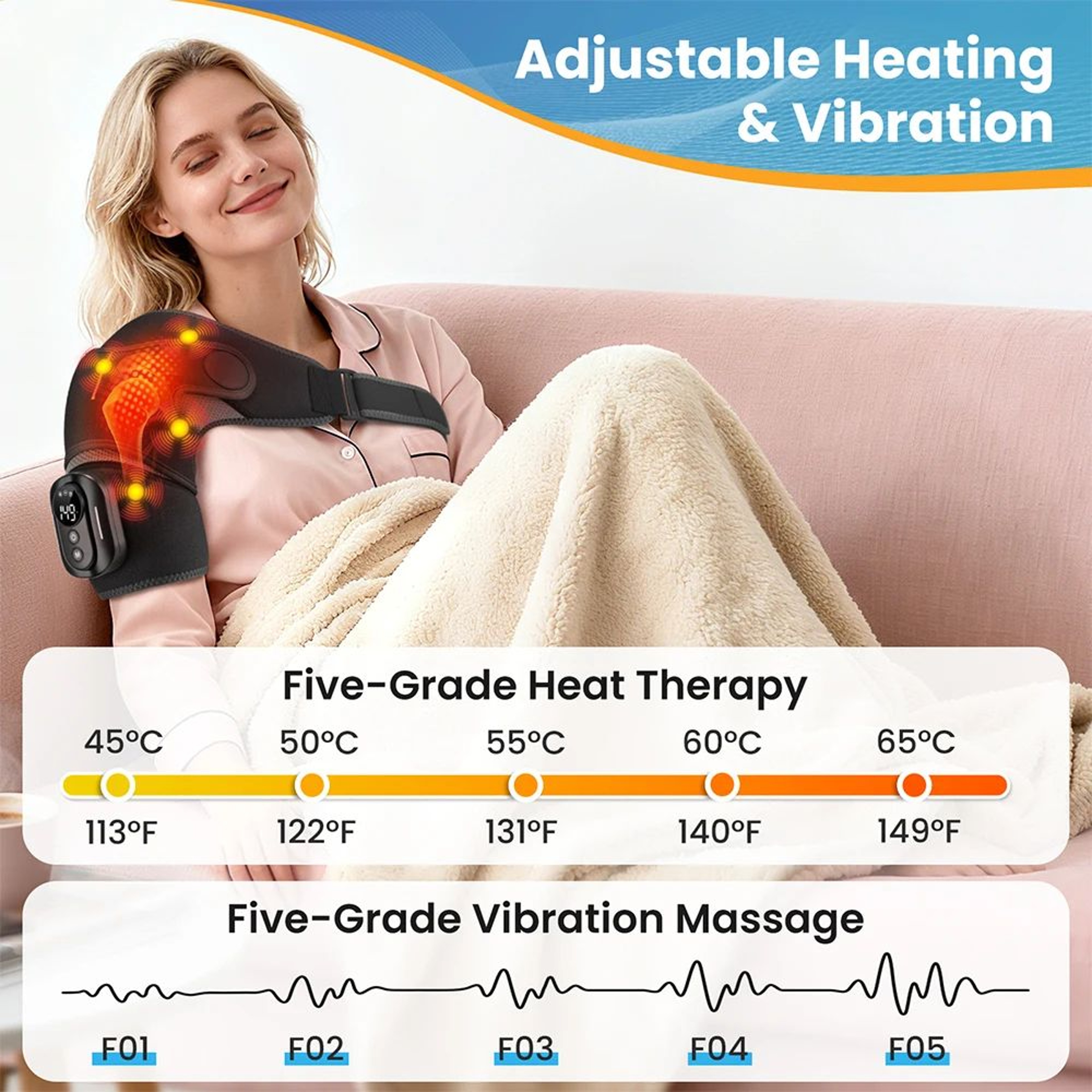 Cordless Electric Shoulder Massager With Heat Vibration And Remote Control 1
