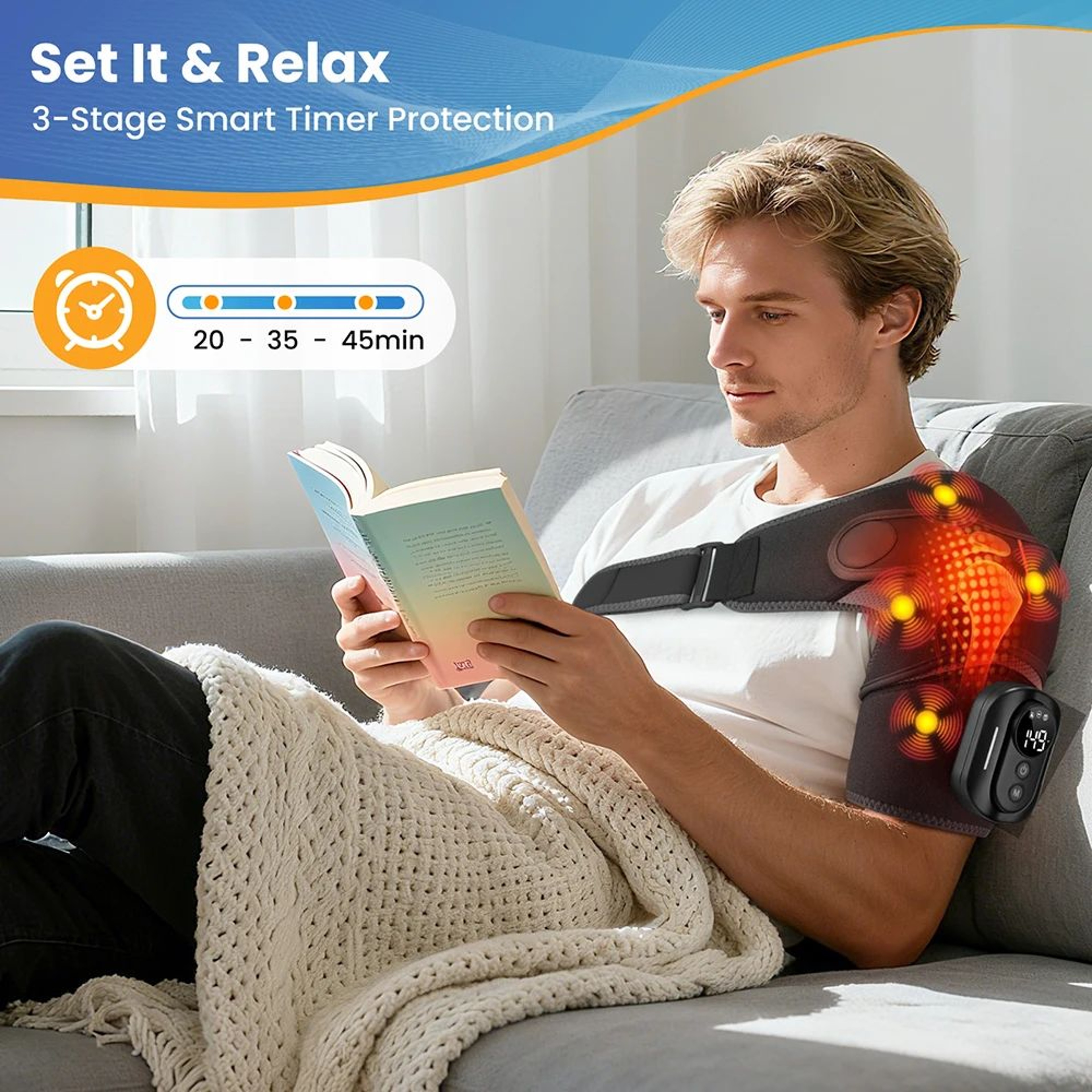 Cordless Electric Shoulder Massager With Heat Vibration And Remote Control 2