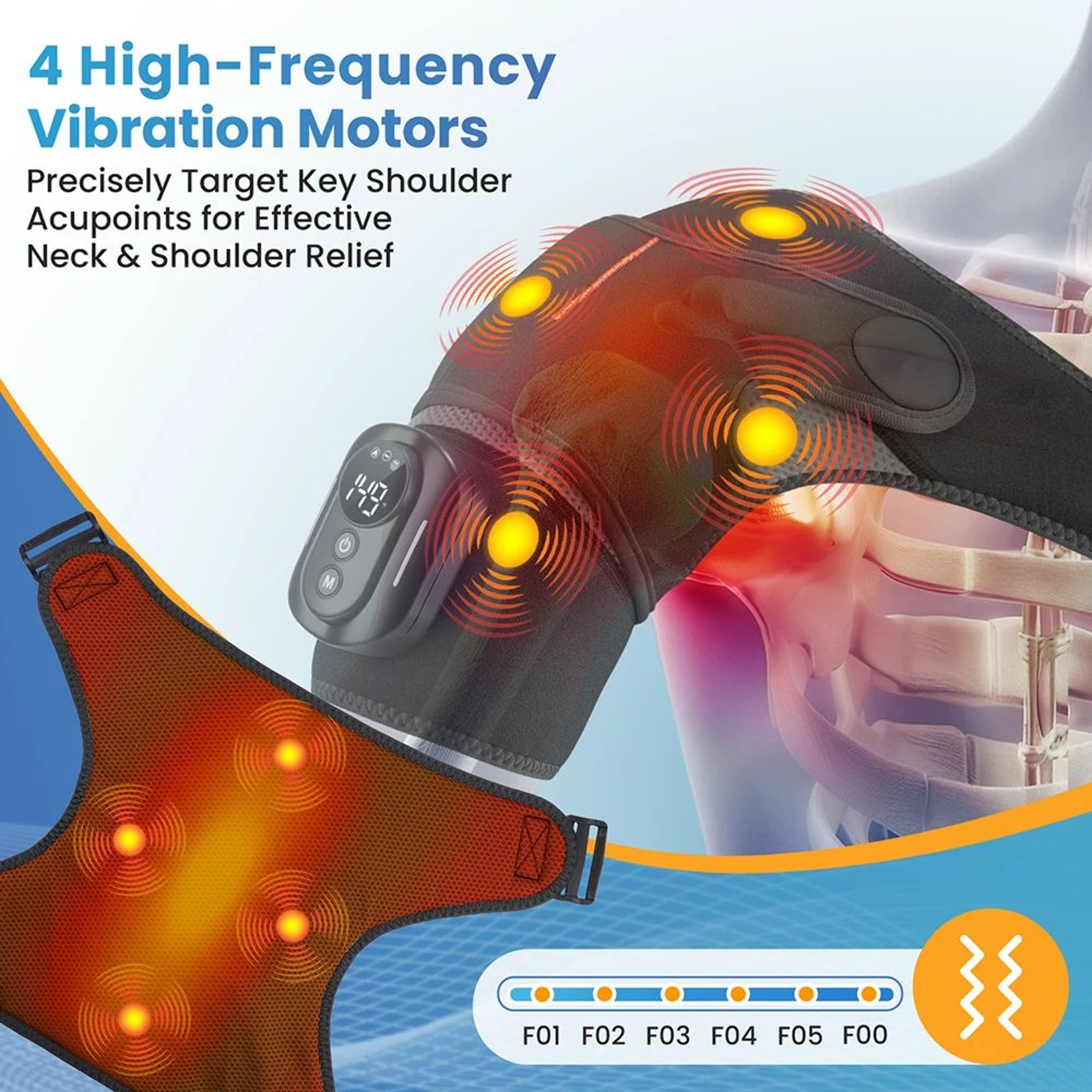 Cordless Electric Shoulder Massager With Heat Vibration And Remote Control 3