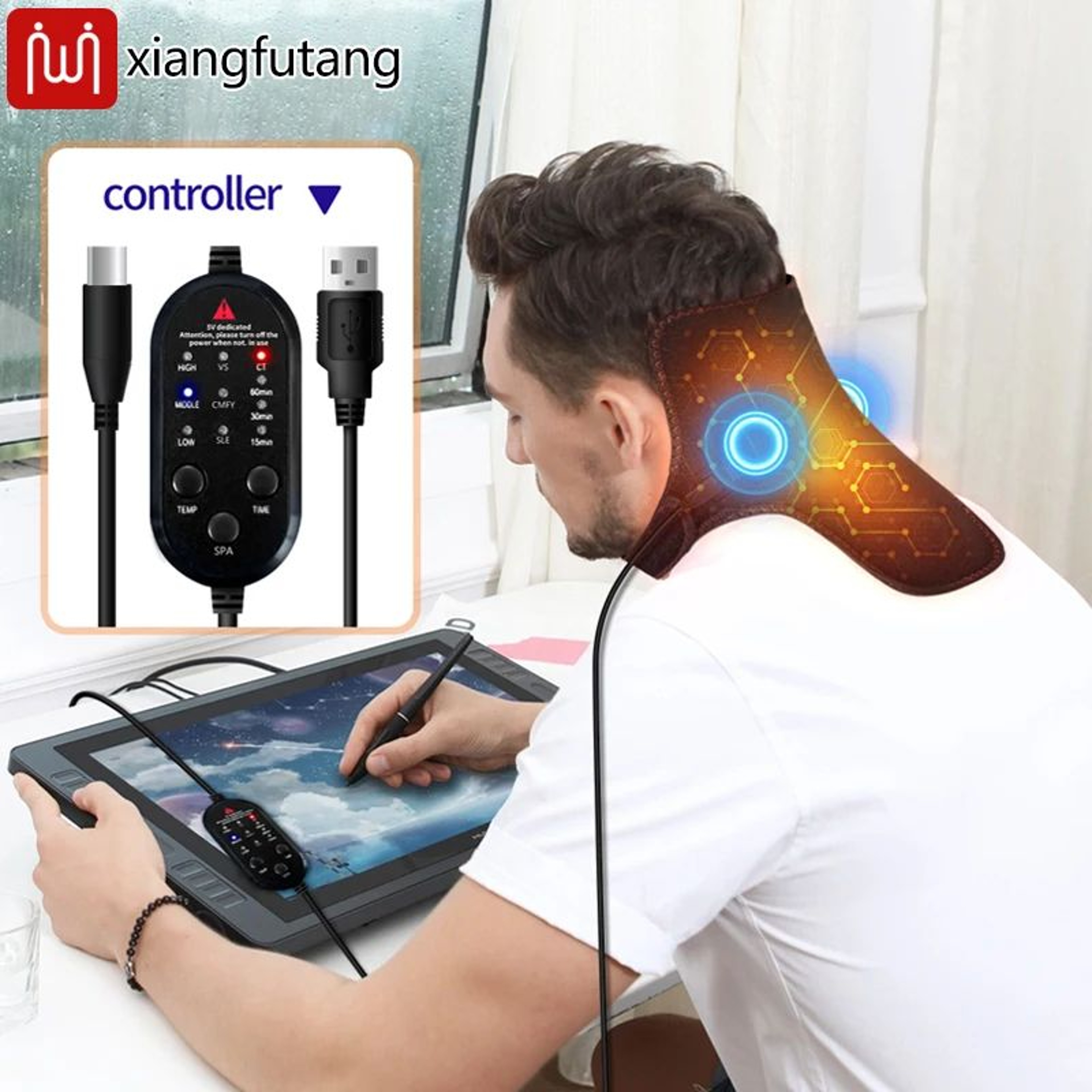 Electric Heated Neck Brace Massager With 3 Heat Levels 4