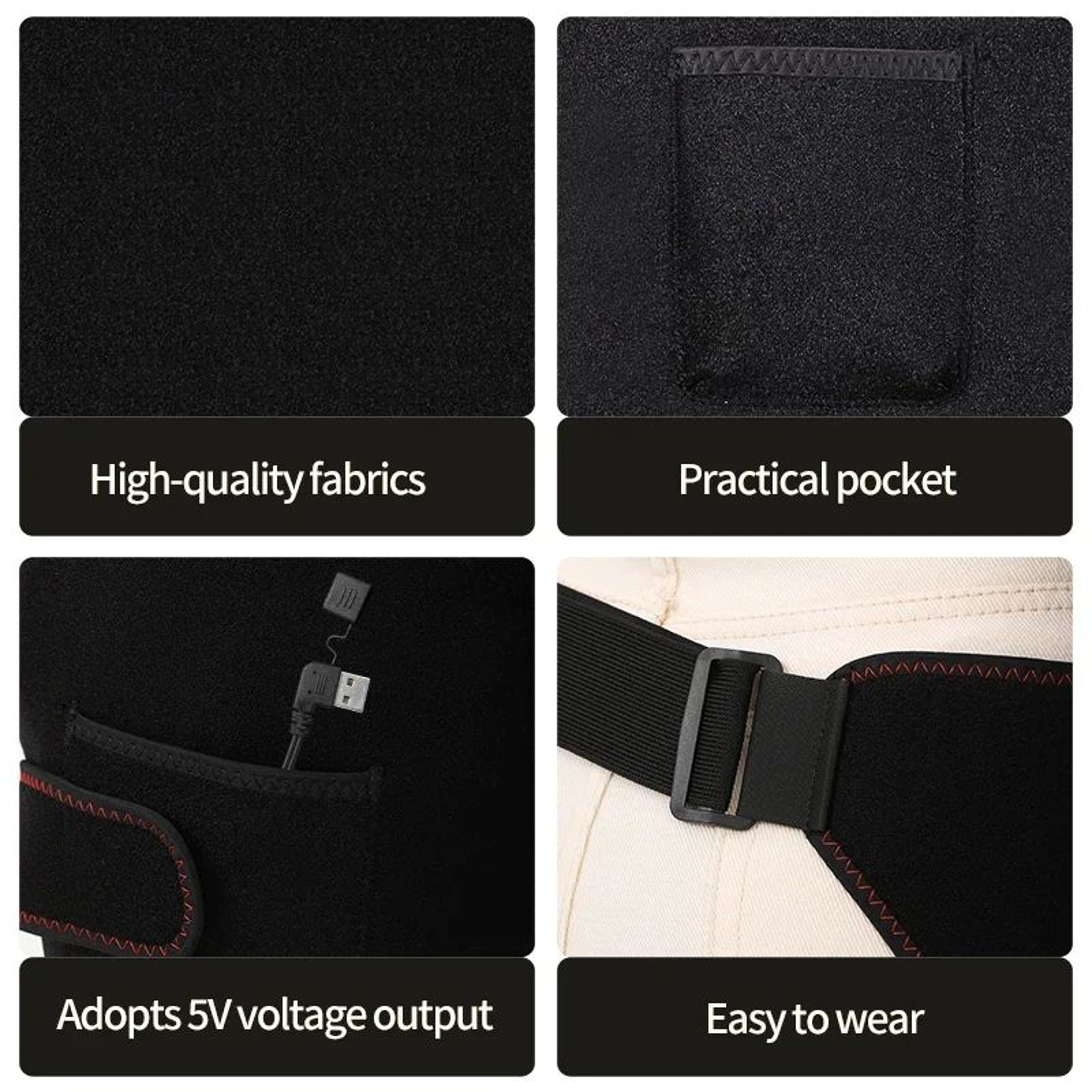 USB Heated Hip Support Brace With Adjustable Heat And Massage 4