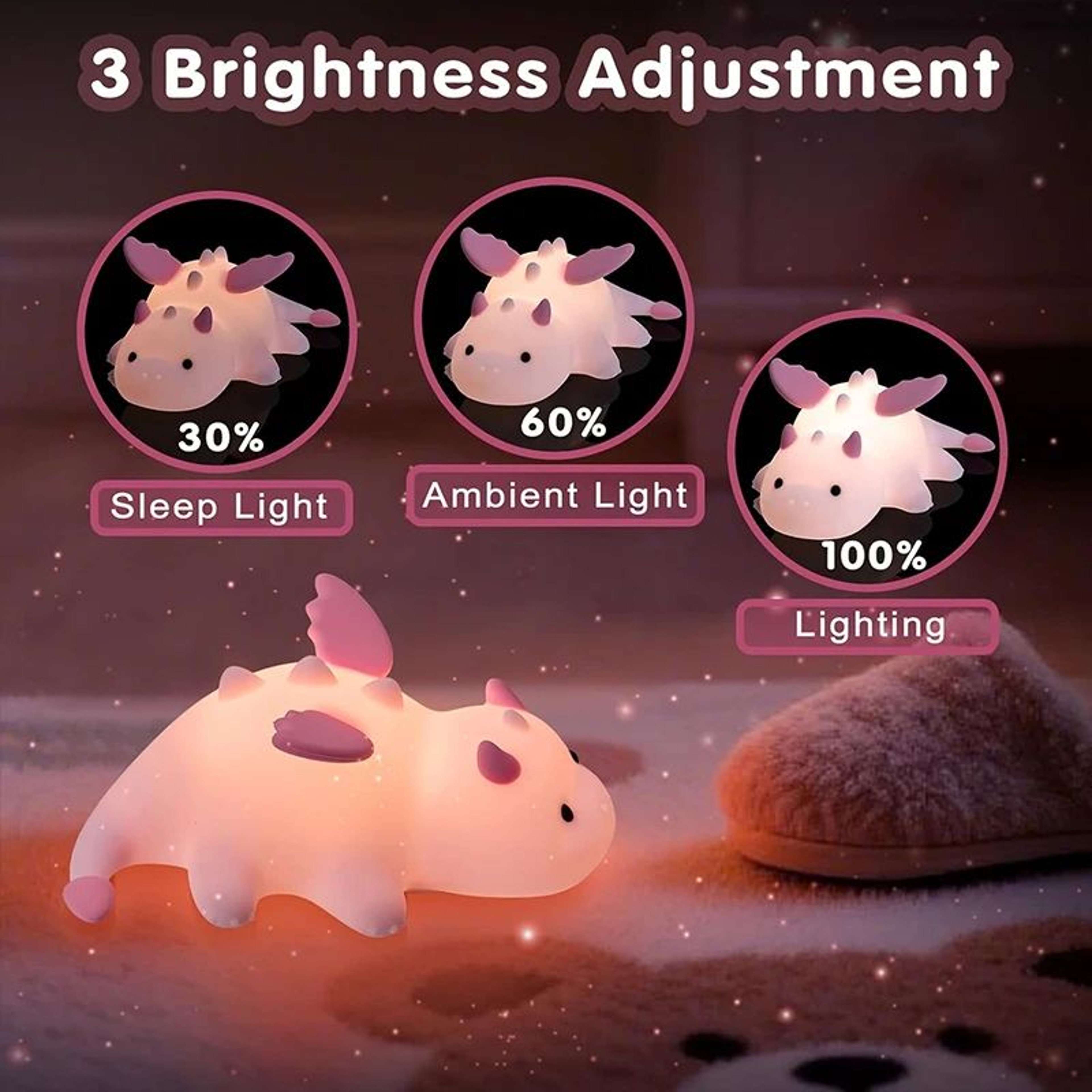 Milk Dragon Silicone Night Light Rechargeable Dimmable Lamp 2