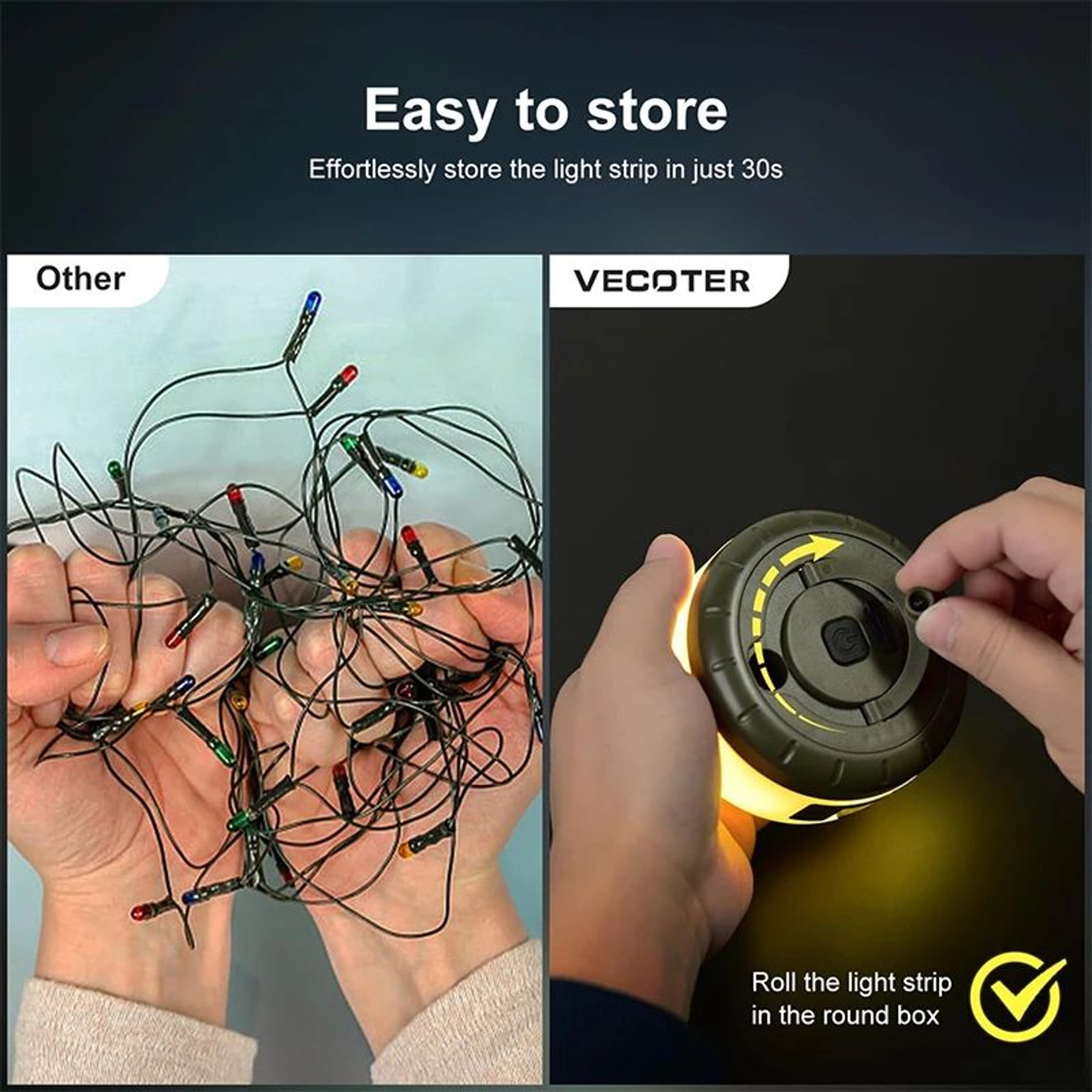 8M LED Camping Light Strip Waterproof Retractable Outdoor String Light 5