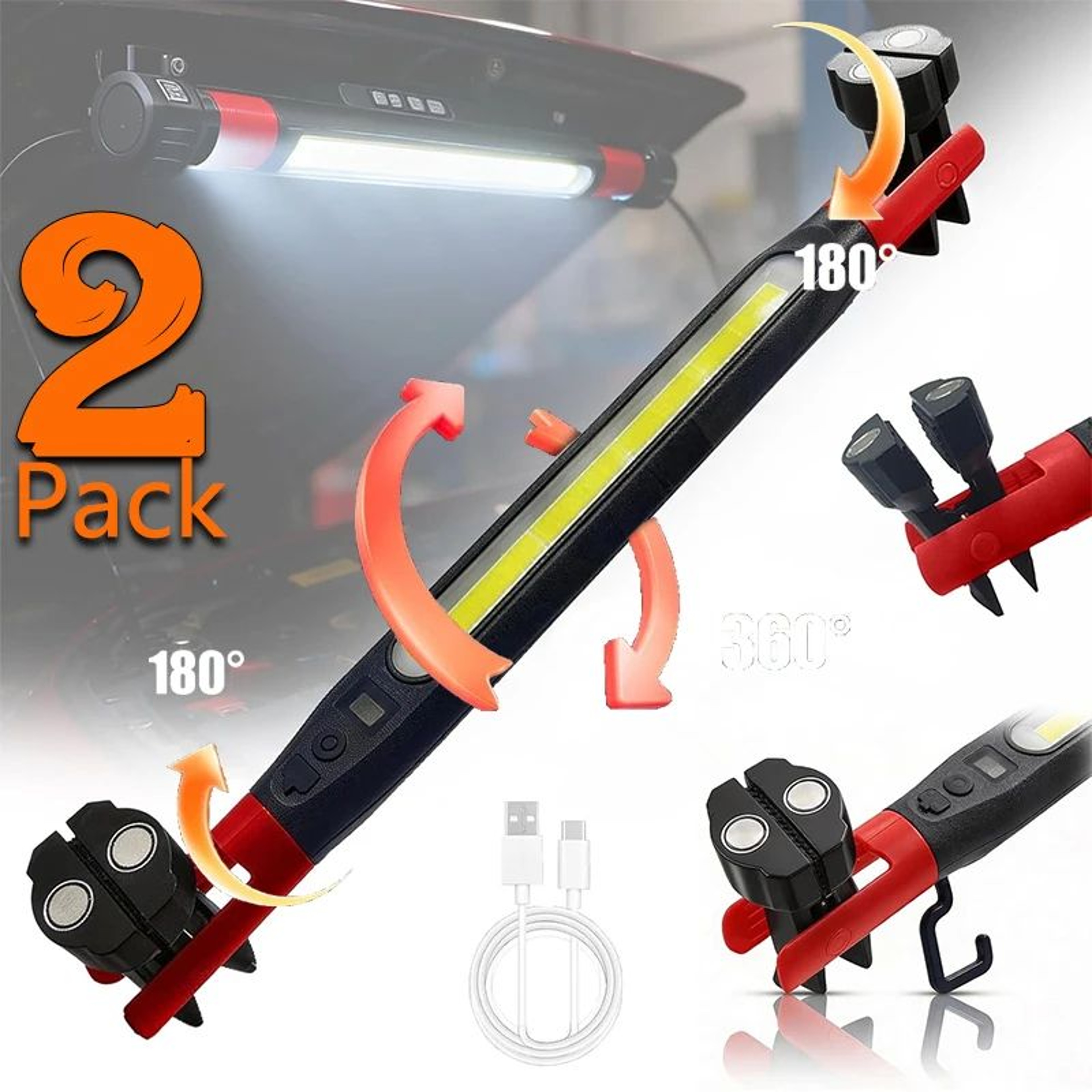 Magnetic Rechargeable LED Work Light With Hook Portable Inspection Lamp 0