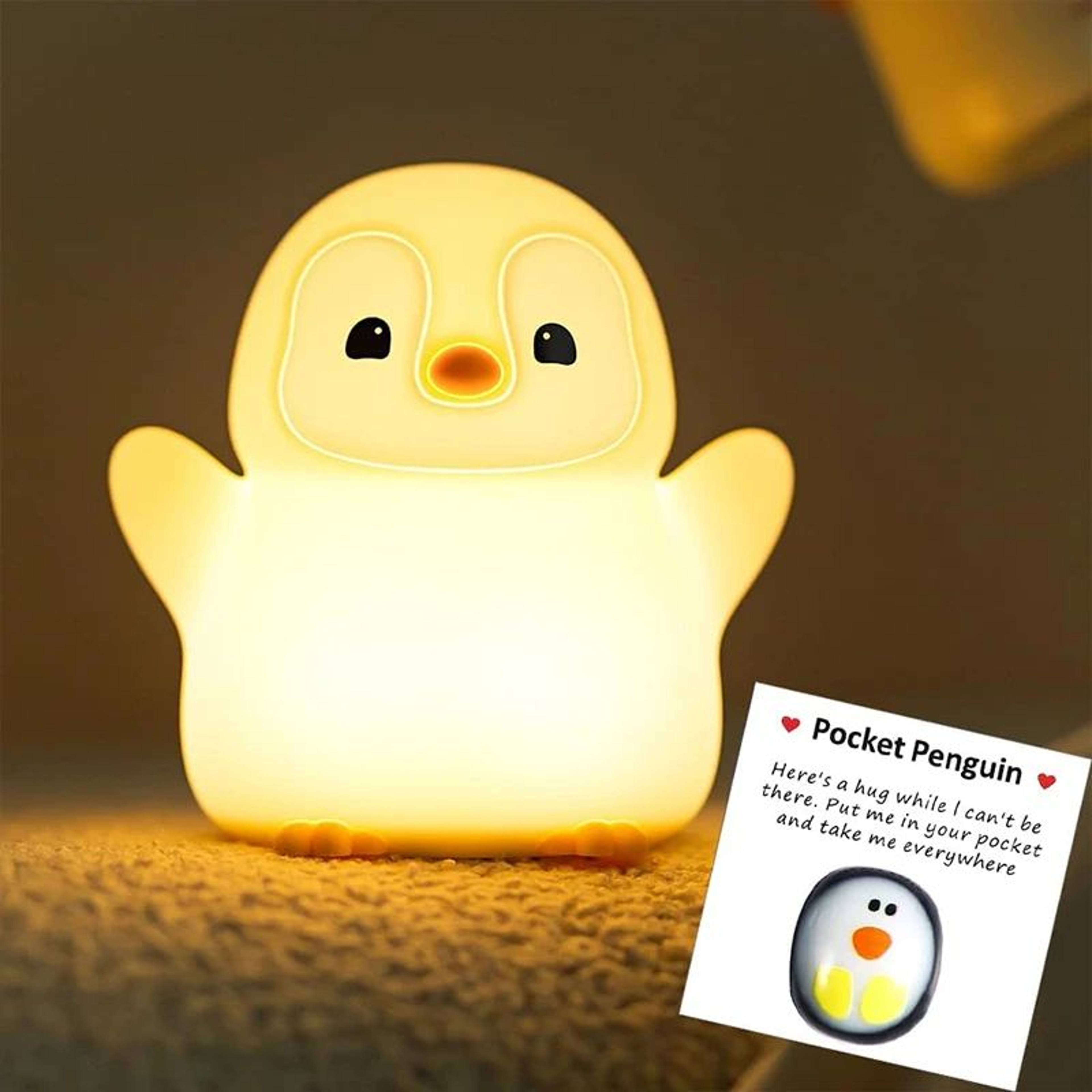 Cute Penguin Silicone LED Night Light Dimmable Touch Lamp For Kids 6