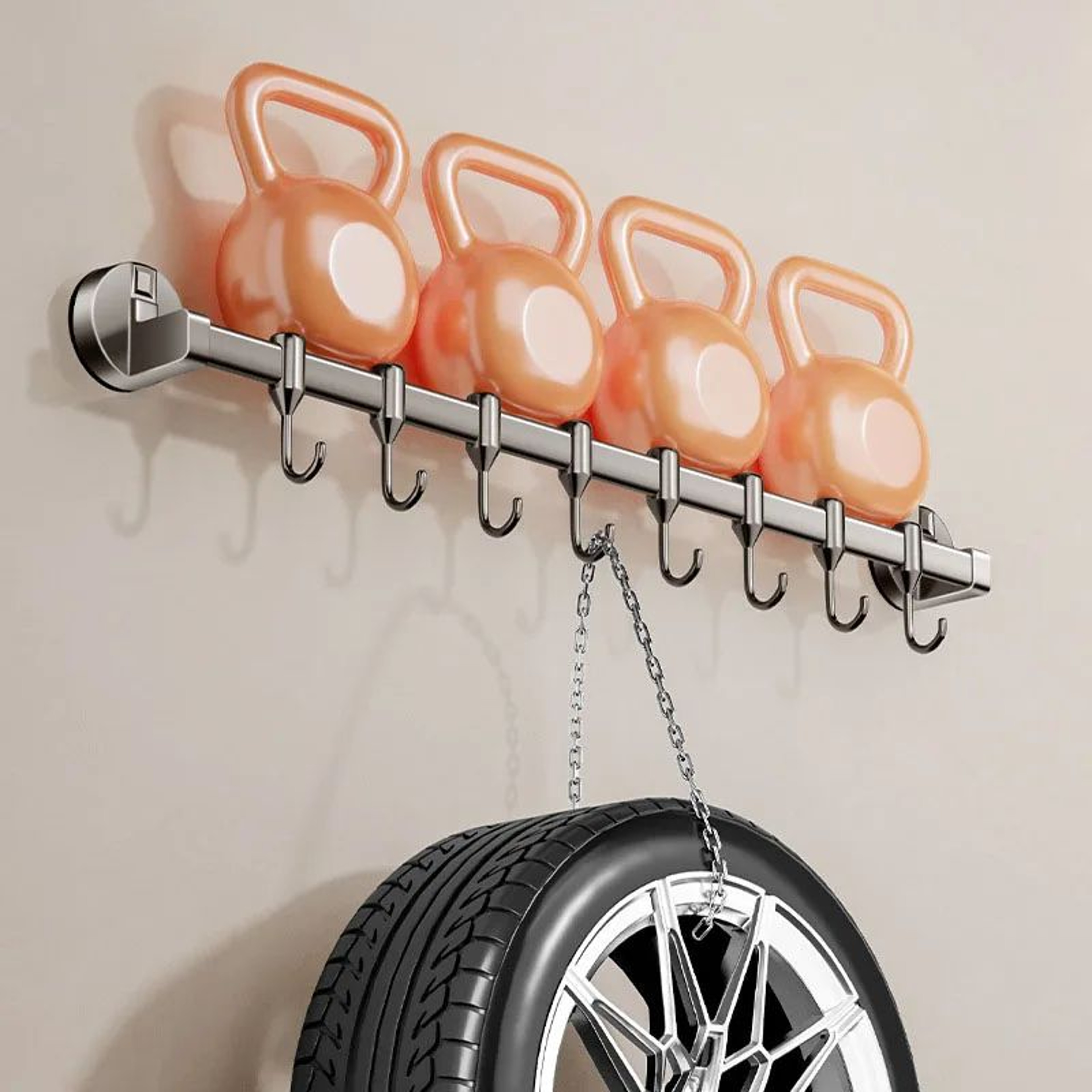 No Drill Kitchen Suction Cup Utensil Rack With Hooks 1