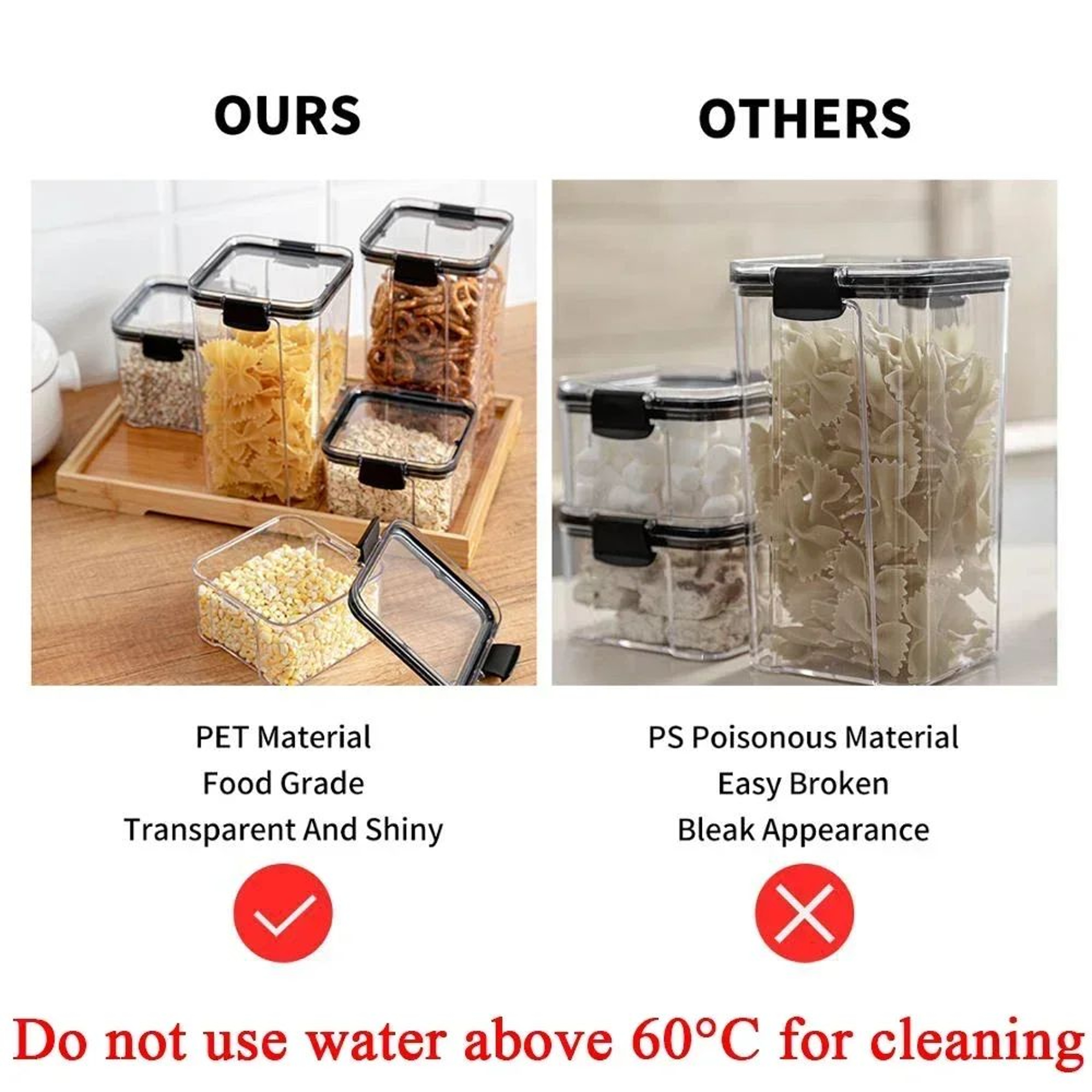 Stackable Airtight Food Storage Containers Set 460ml To 1800ml 4