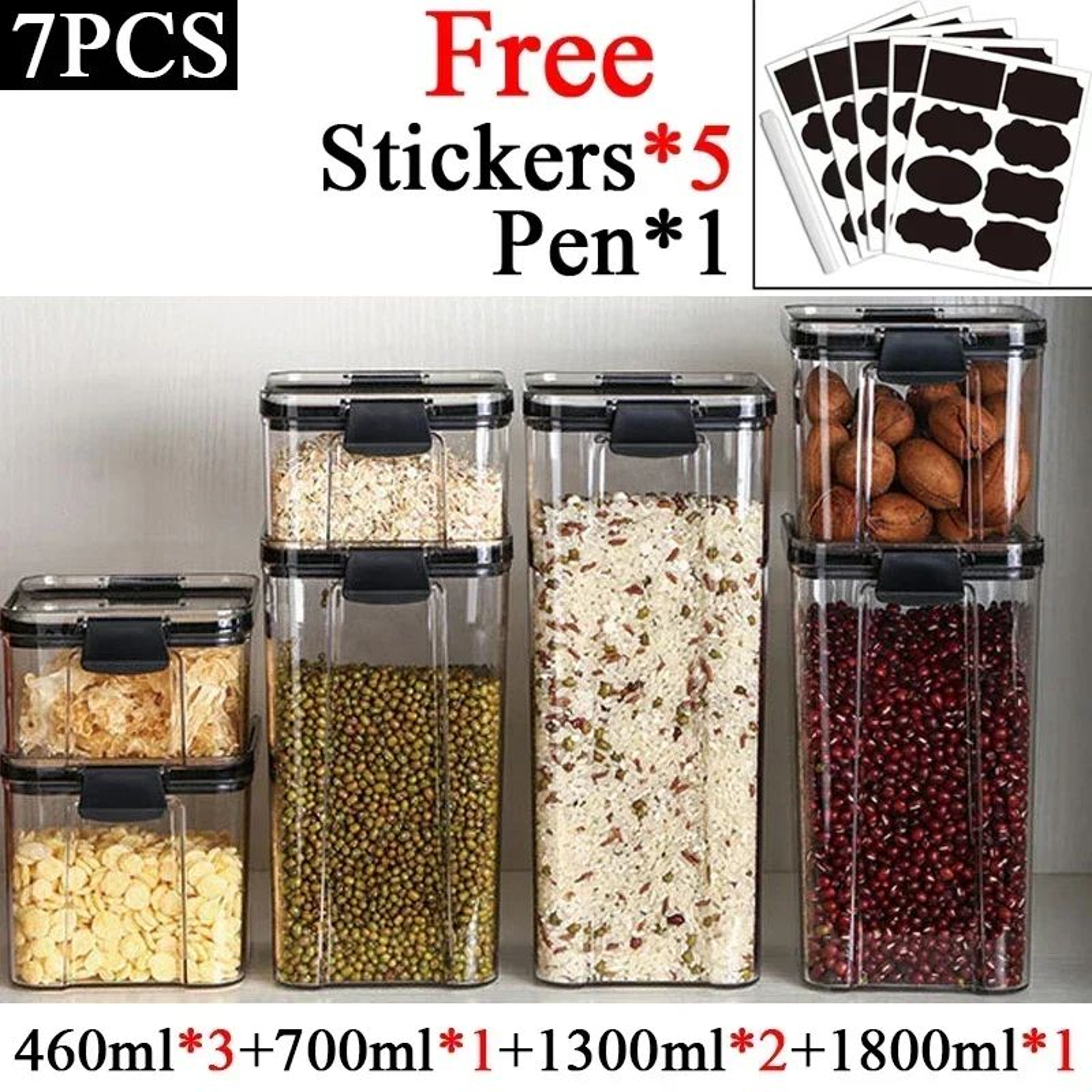 Stackable Airtight Food Storage Containers Set 460ml To 1800ml 14