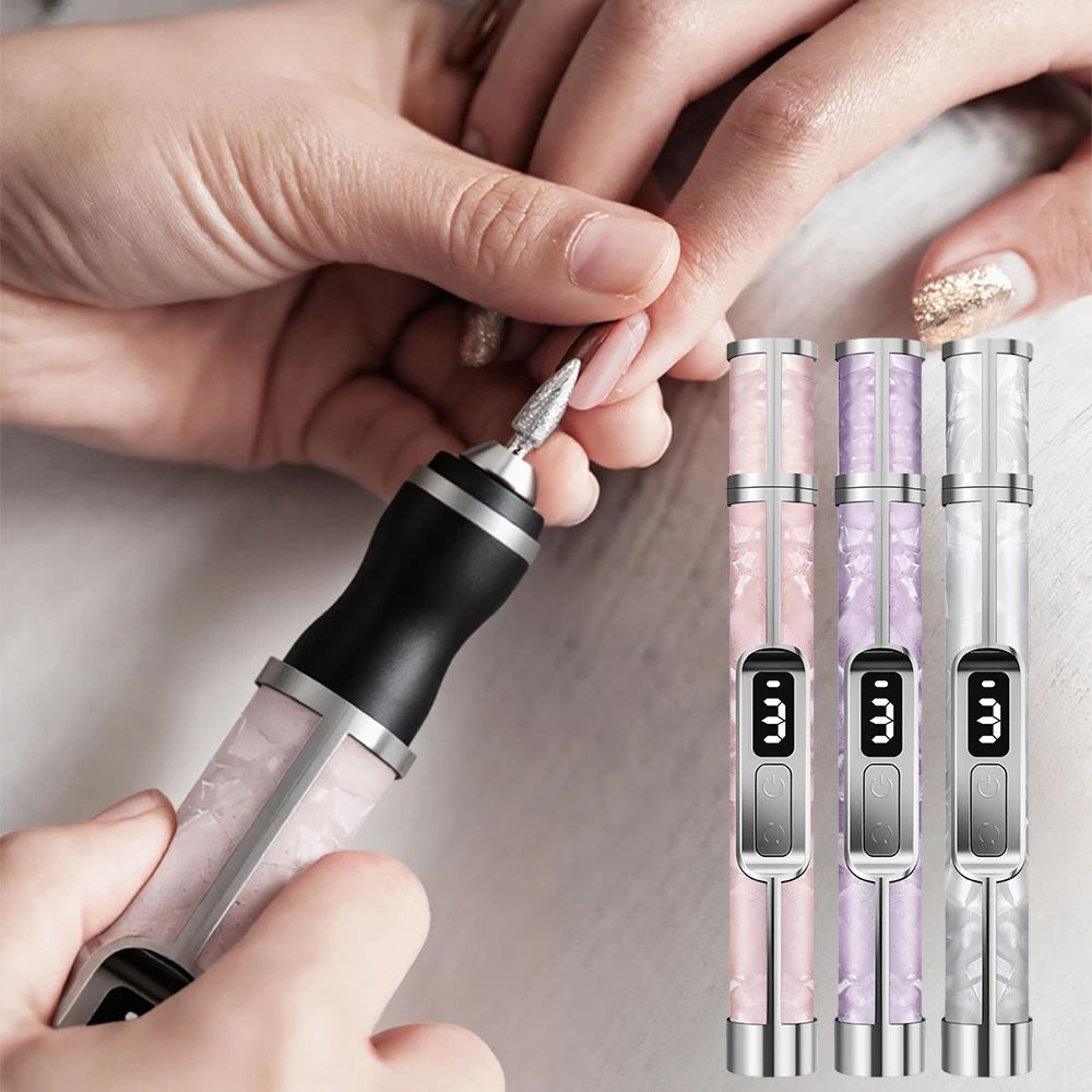 Rechargeable Electric Nail Drill With LED Display And 12 Drill Bits 9