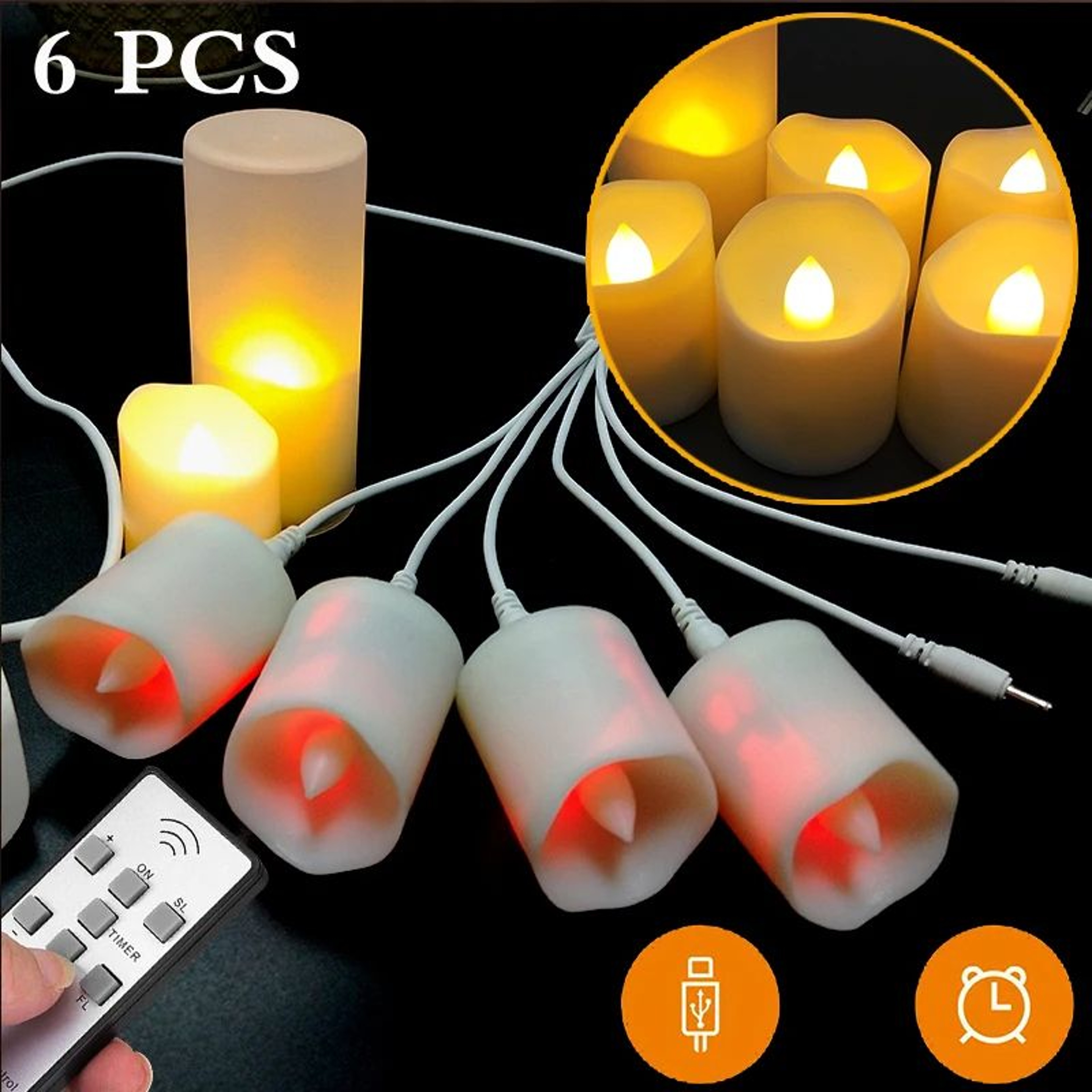 USB Rechargeable LED Flameless Candles With Remote And Timer 13