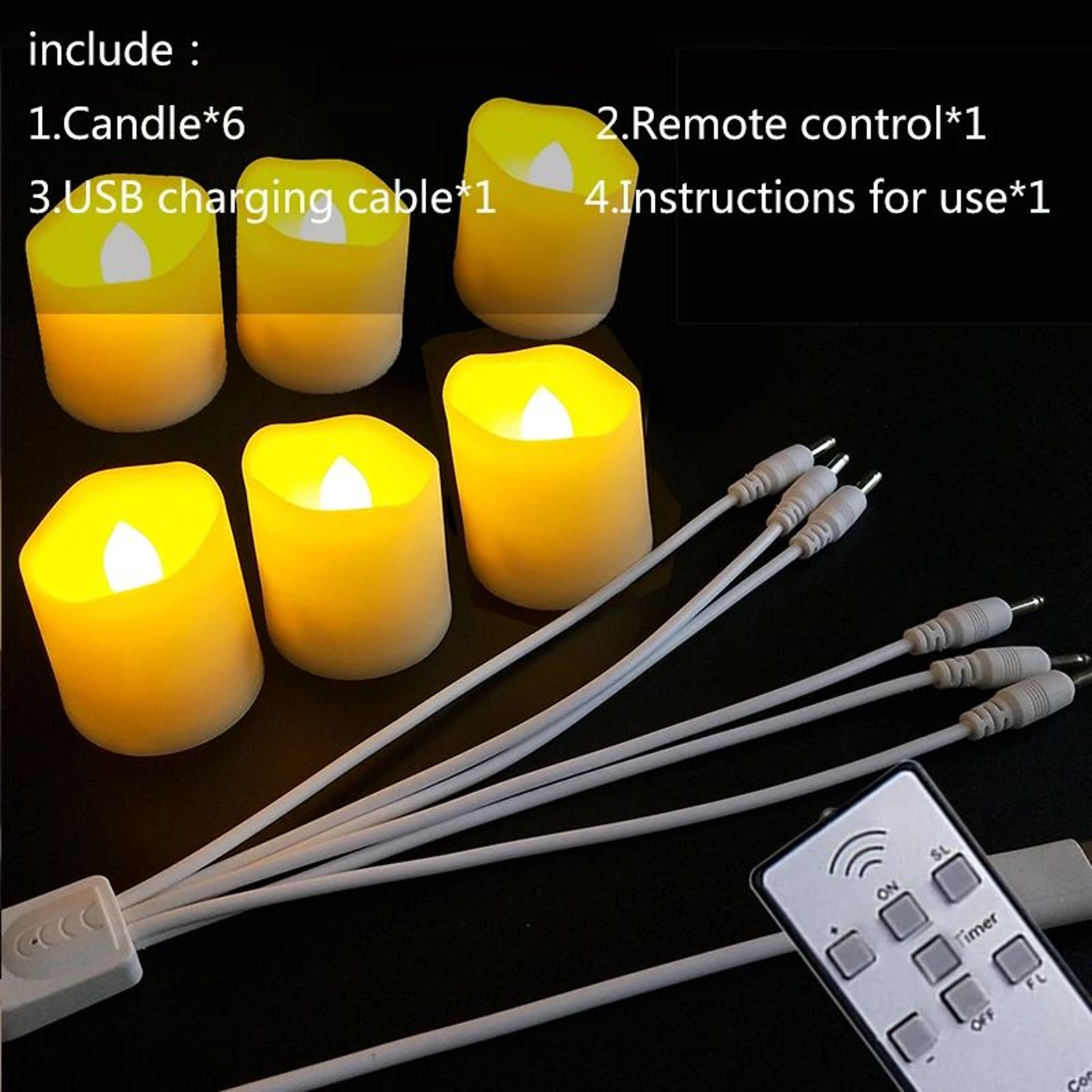 USB Rechargeable LED Flameless Candles With Remote And Timer 25