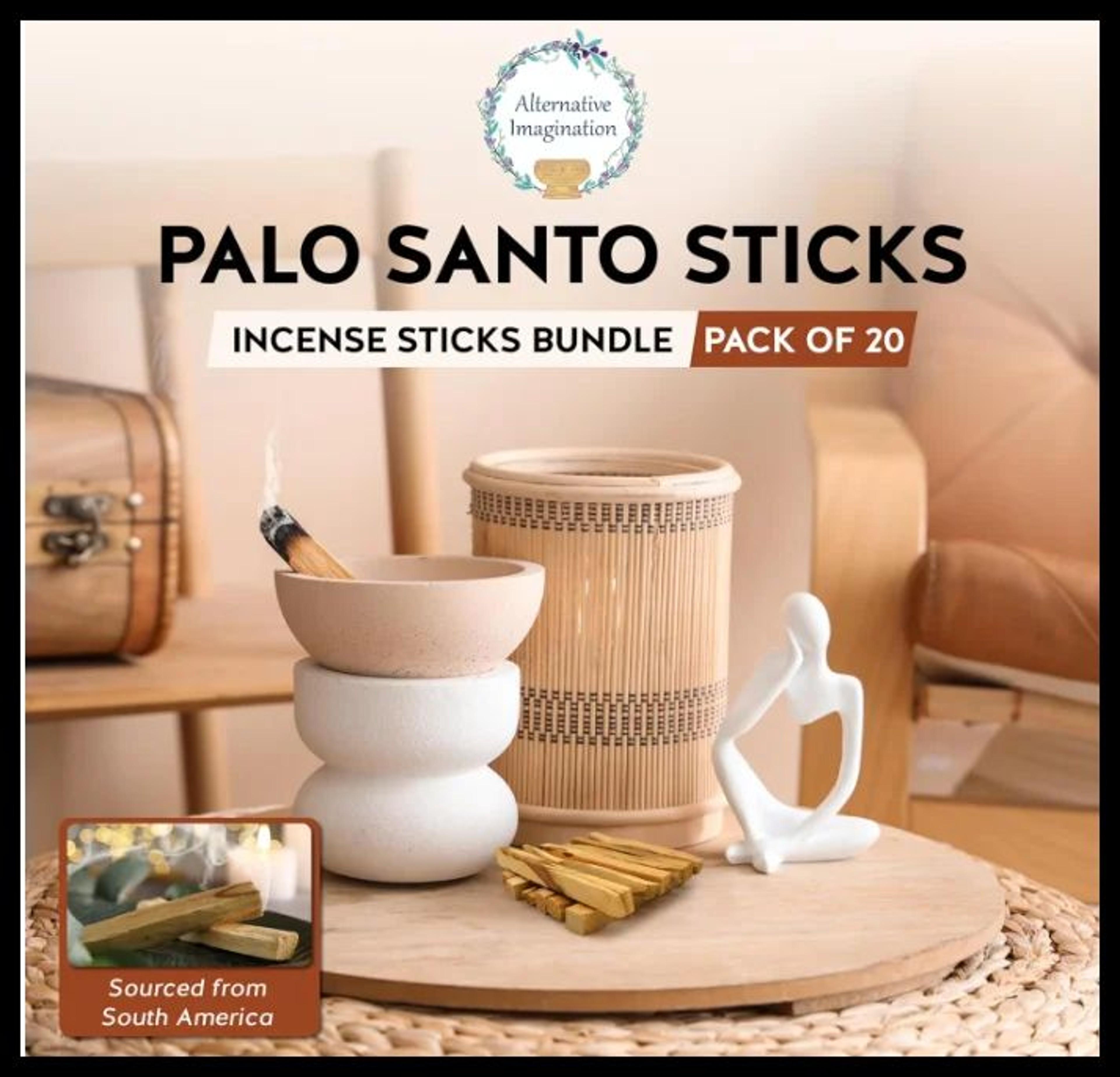 Natural Peruvian Palo Santo Wood Incense Sticks 5