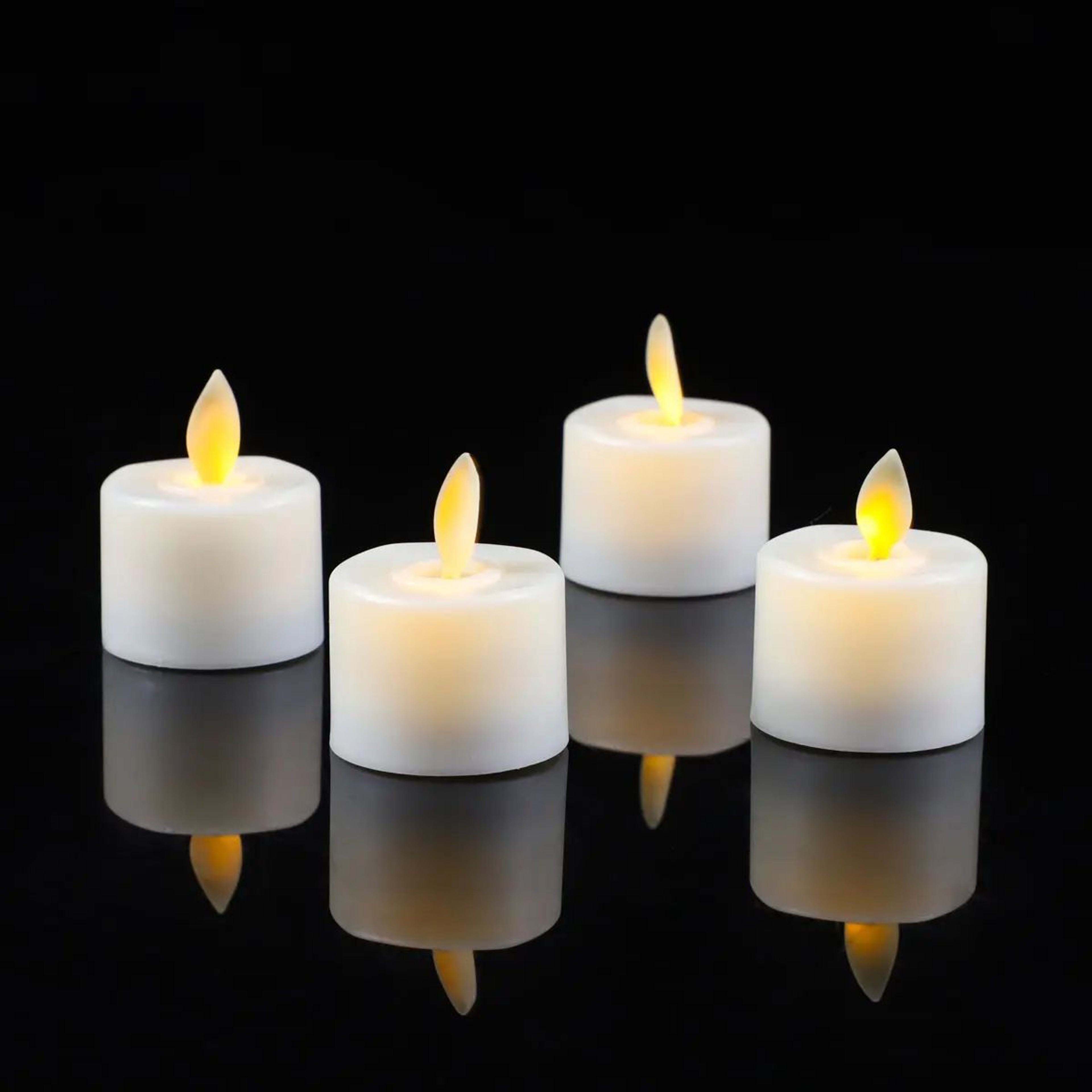 Rechargeable Moving Flame LED Tealight Candles With Remote Control 3