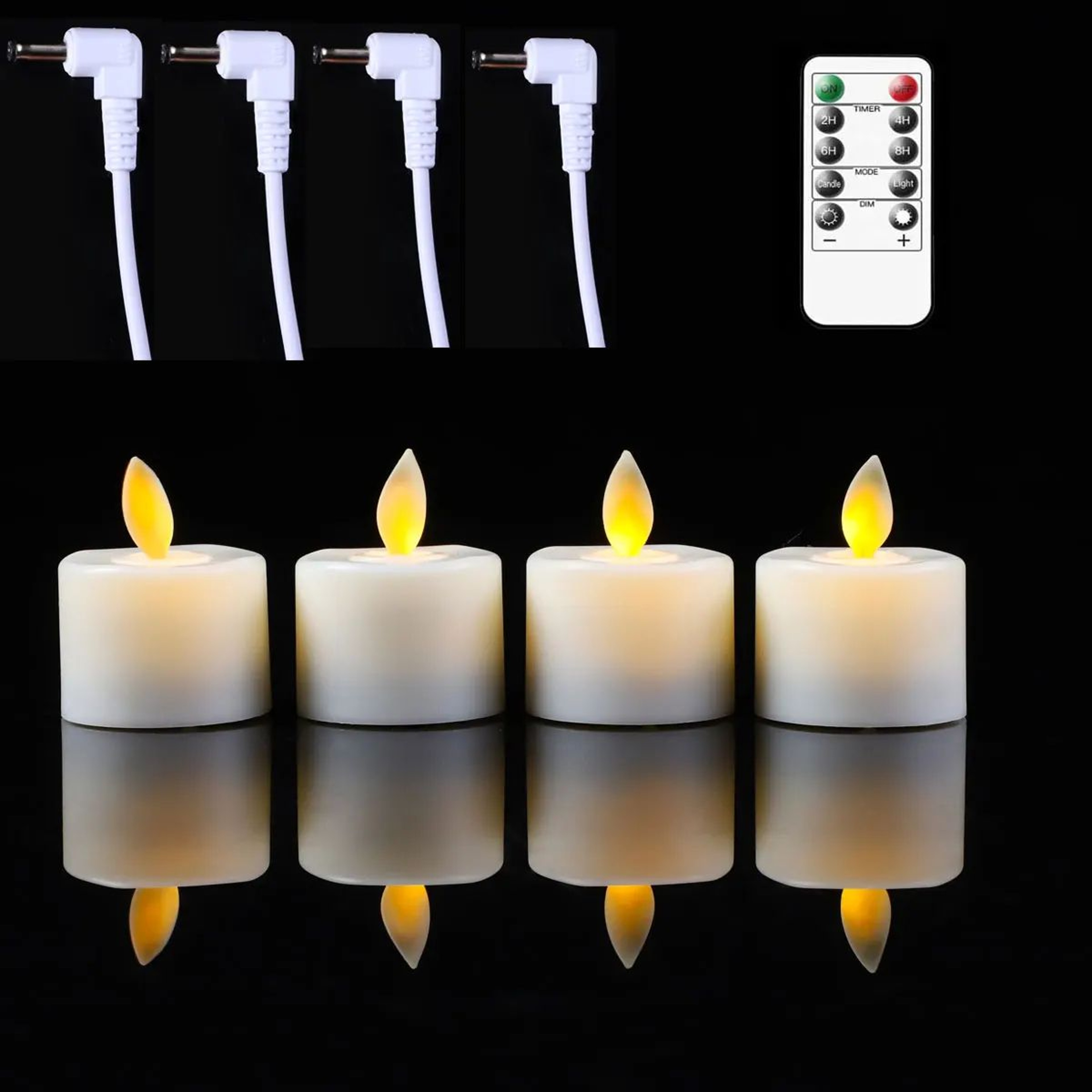 Rechargeable Moving Flame LED Tealight Candles With Remote Control 9