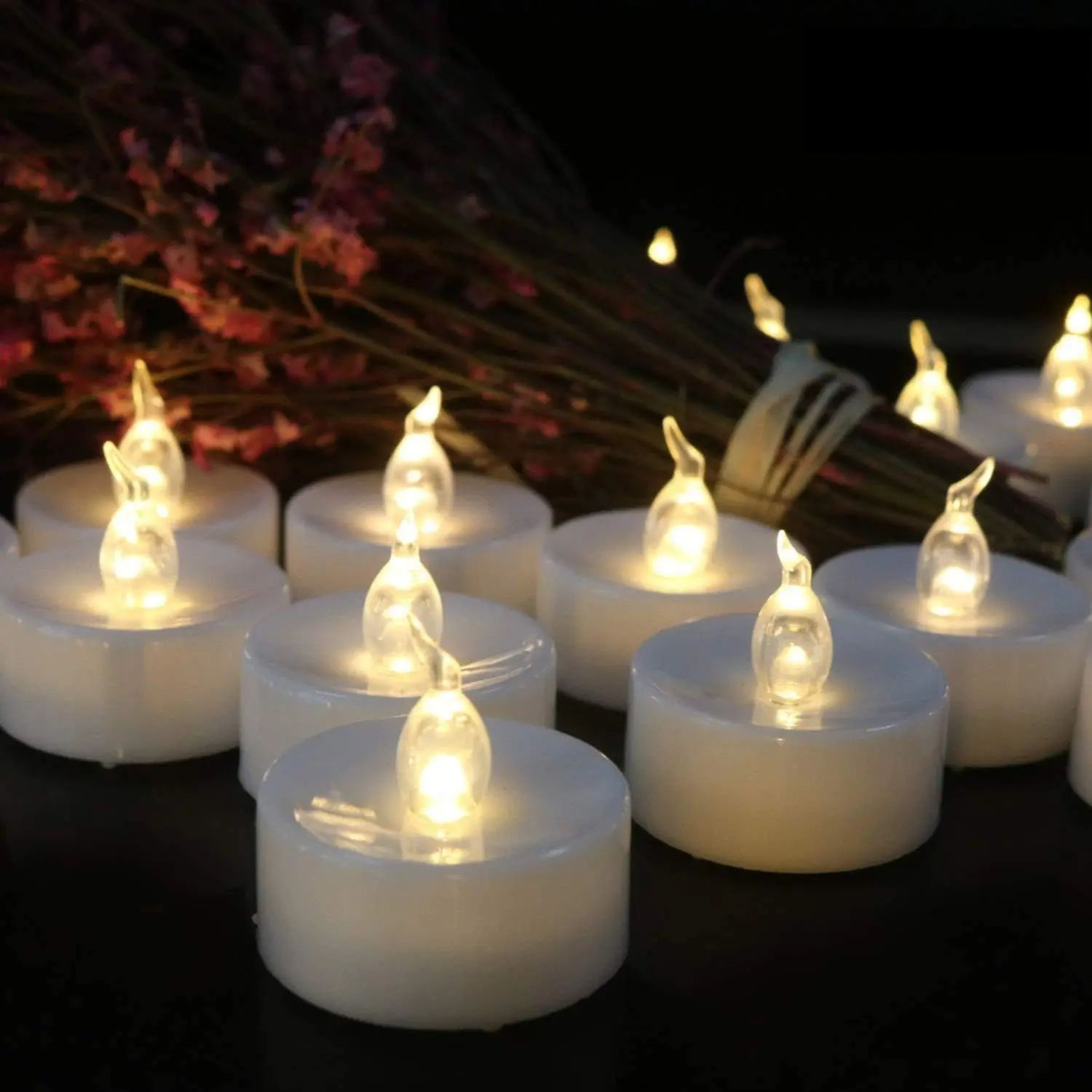24 Piece Warm White Flameless LED Tealight Candles For Holiday And Party Decor 2