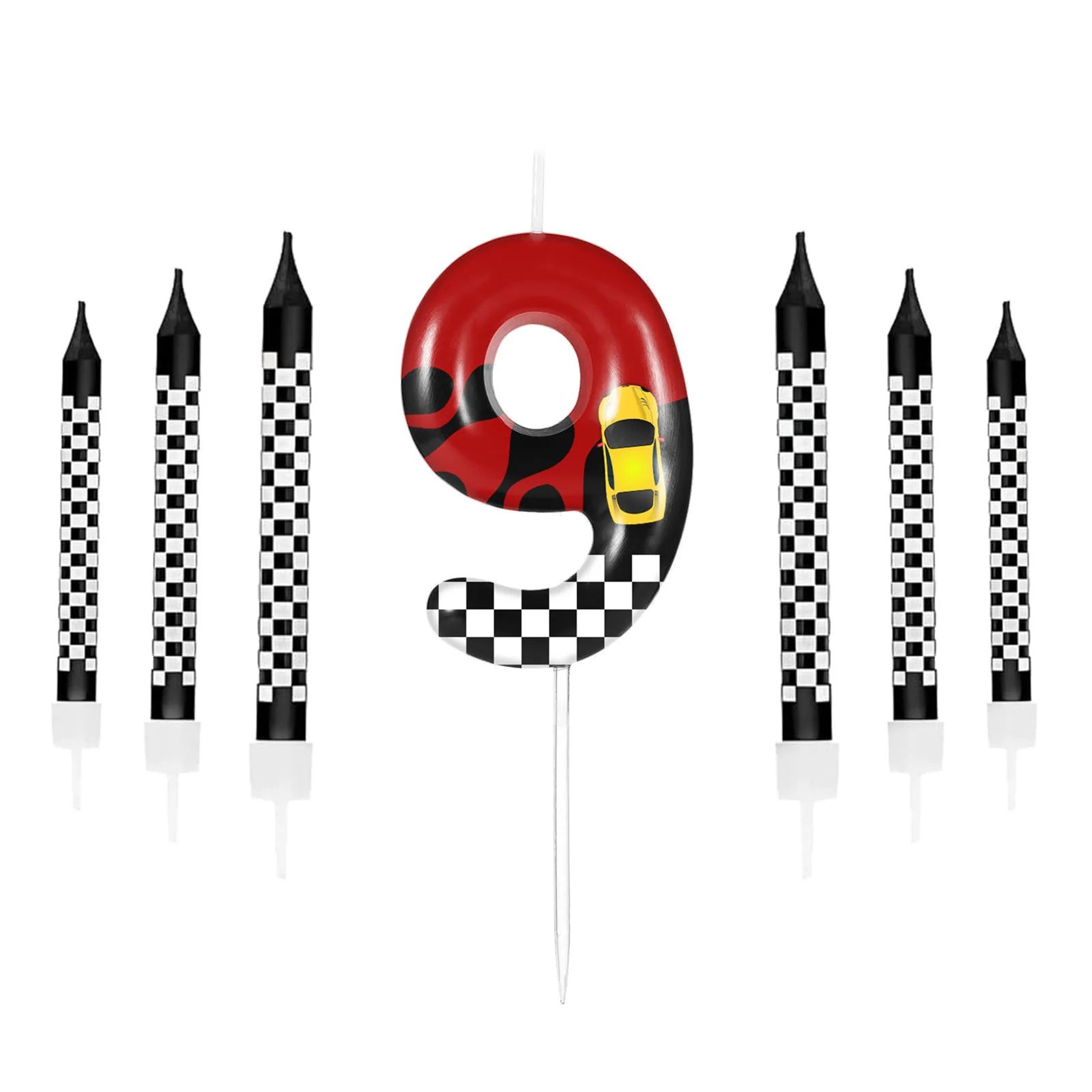 Racing Car Number Birthday Cake Candles And Cake Topper Set 15