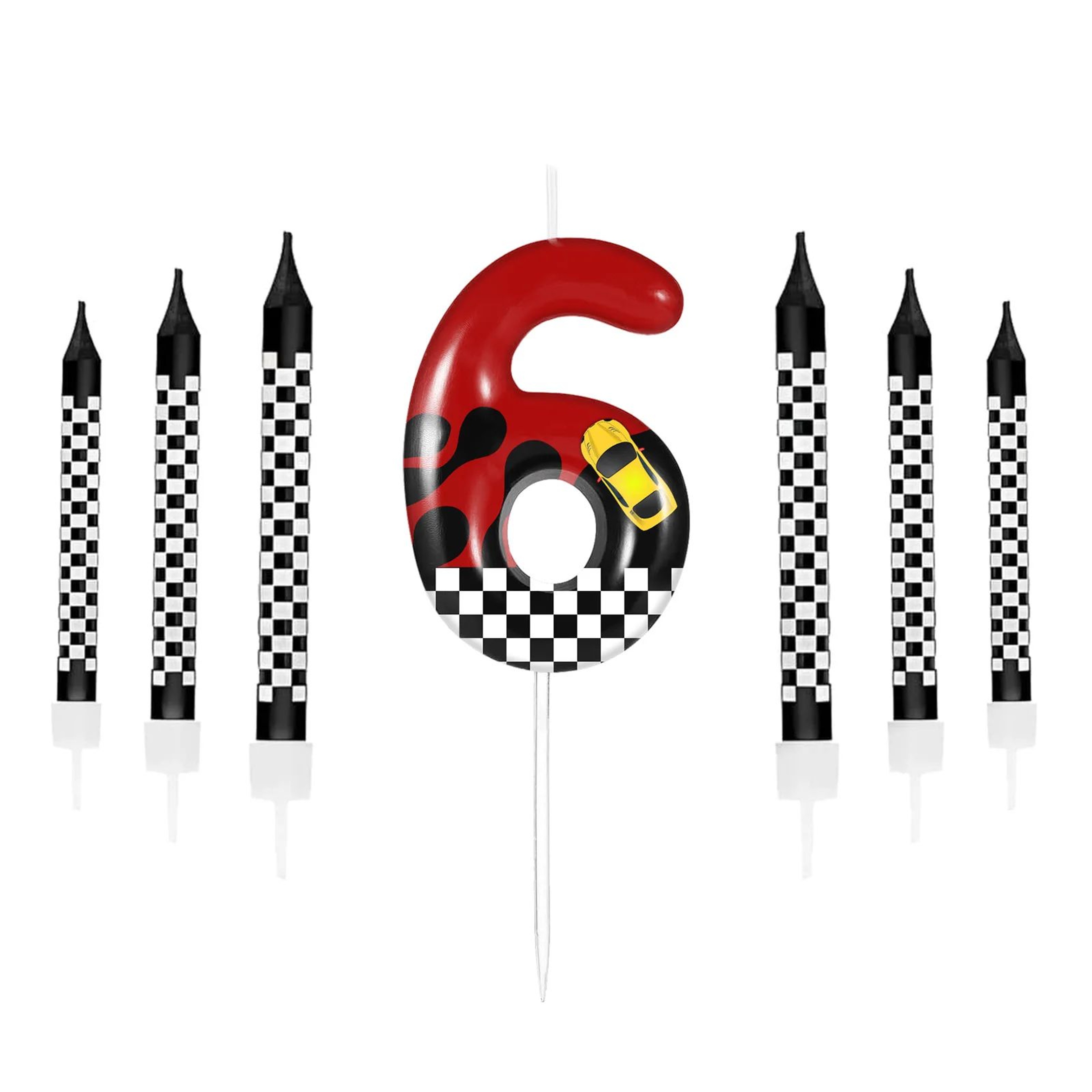 Racing Car Number Birthday Cake Candles And Cake Topper Set 12