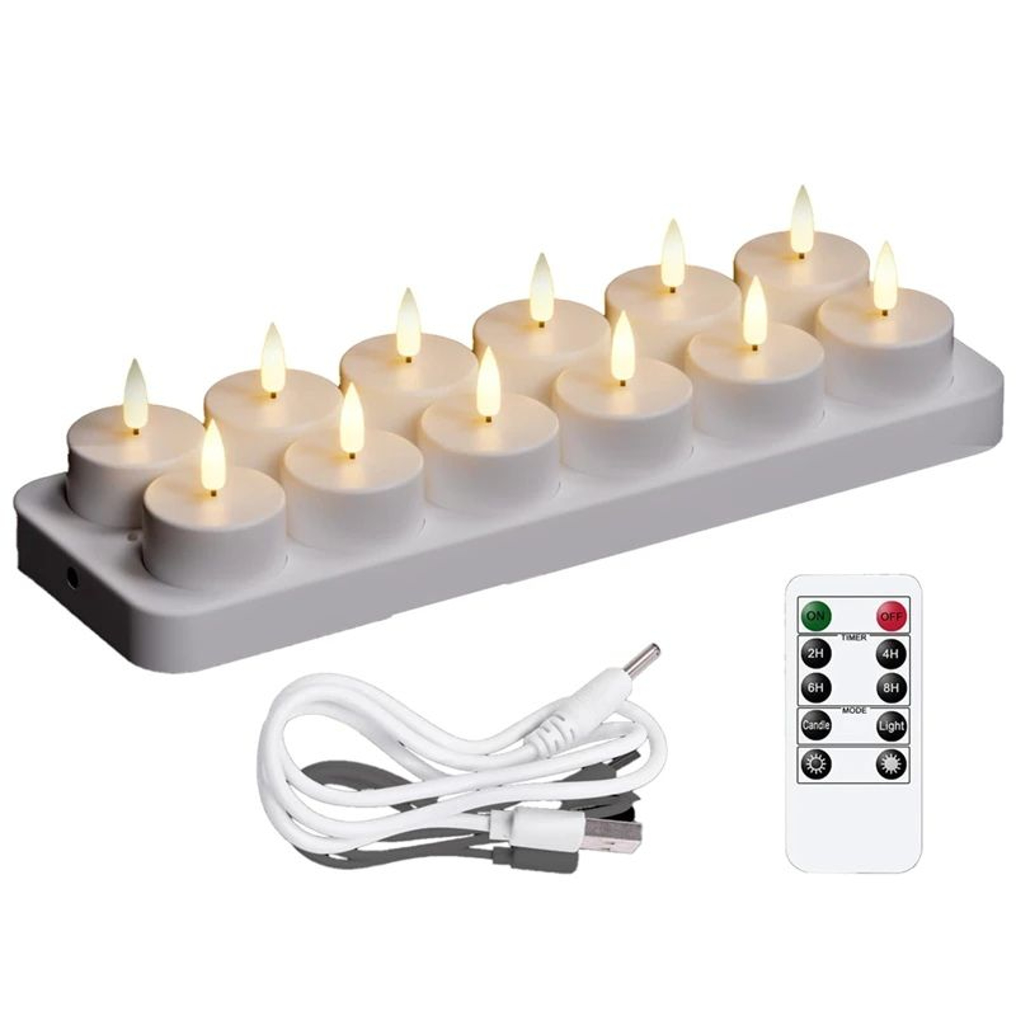 12 Piece Rechargeable LED Tea Light Candle Set With Remote 0