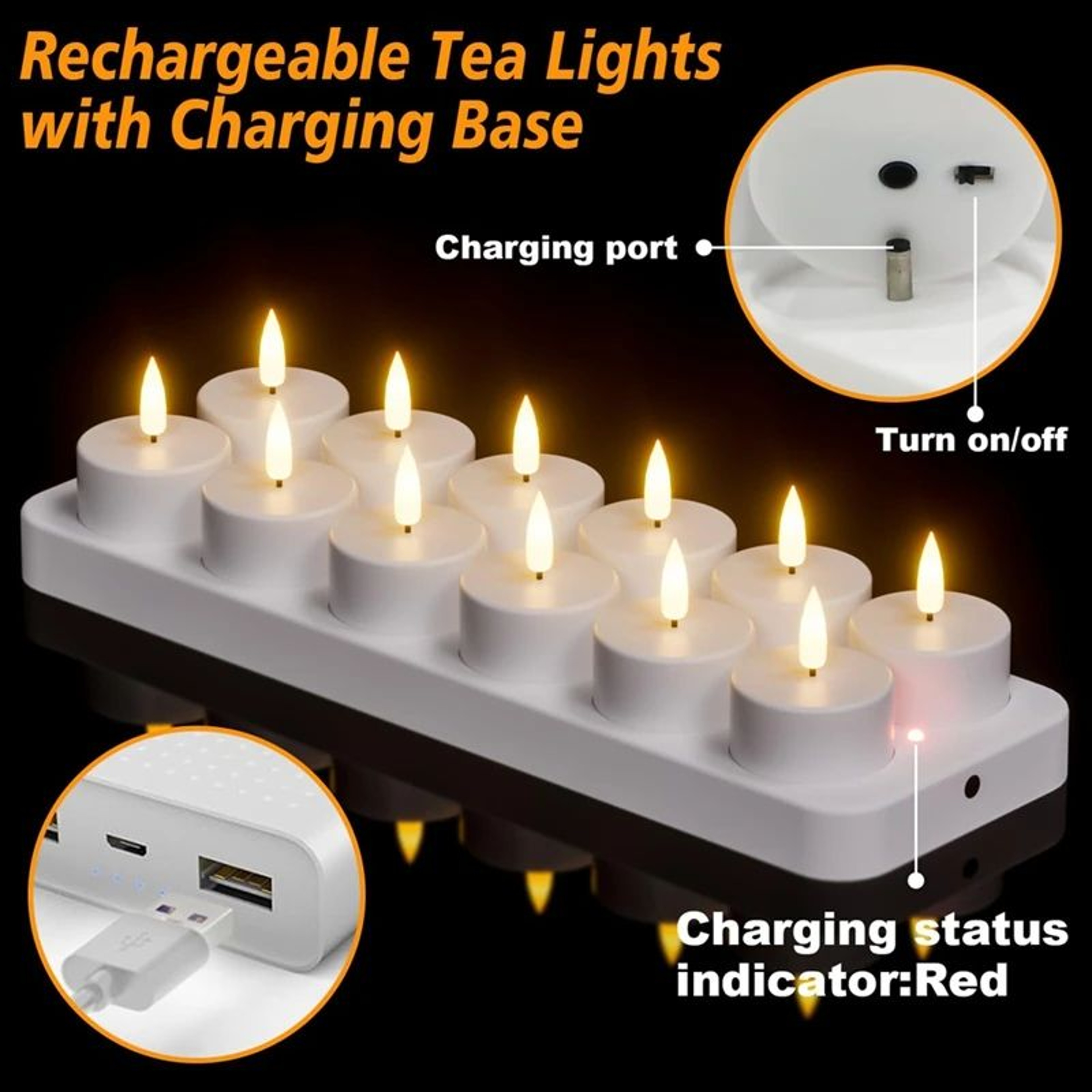 12 Piece Rechargeable LED Tea Light Candle Set With Remote 4