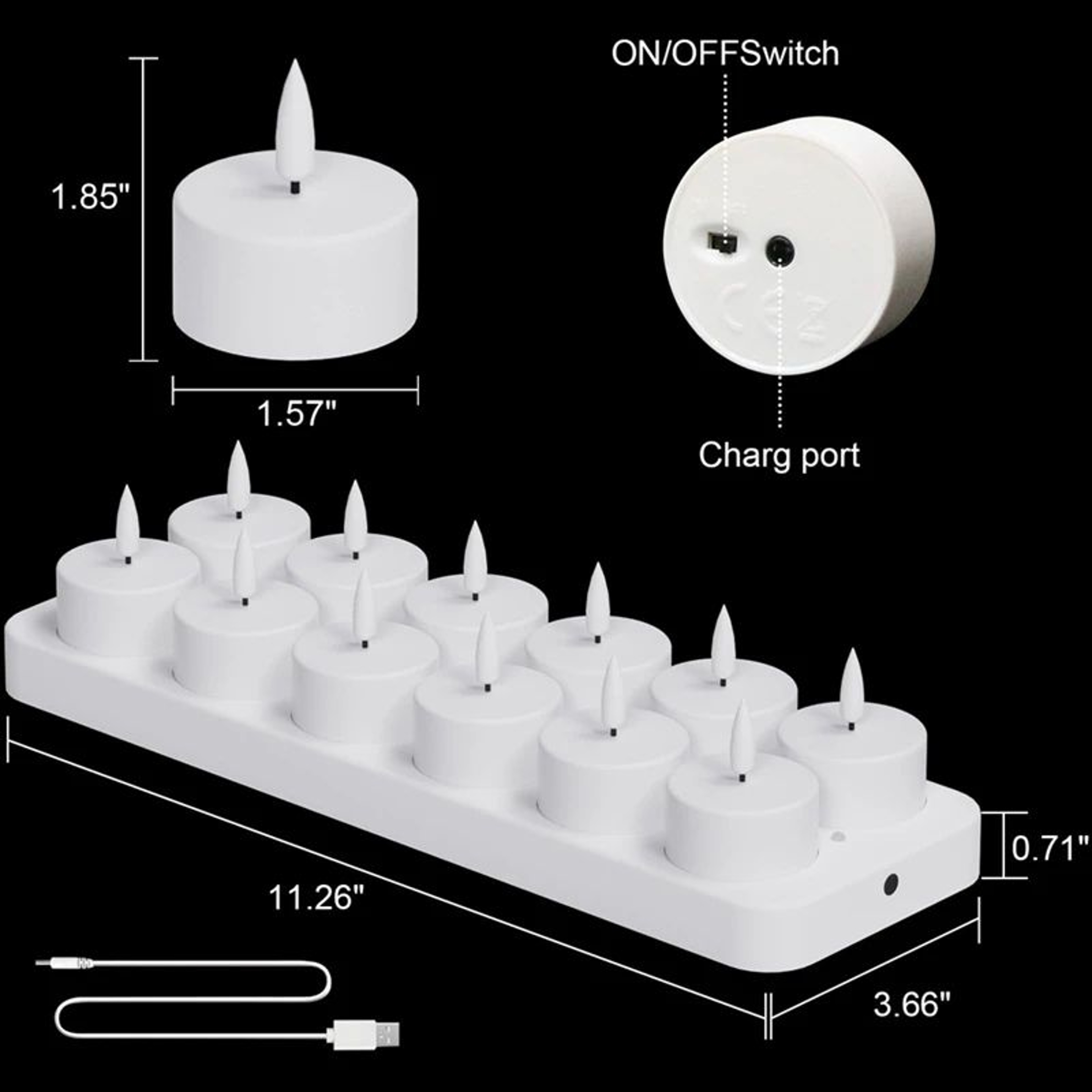 12 Piece Rechargeable LED Tea Light Candle Set With Remote 5