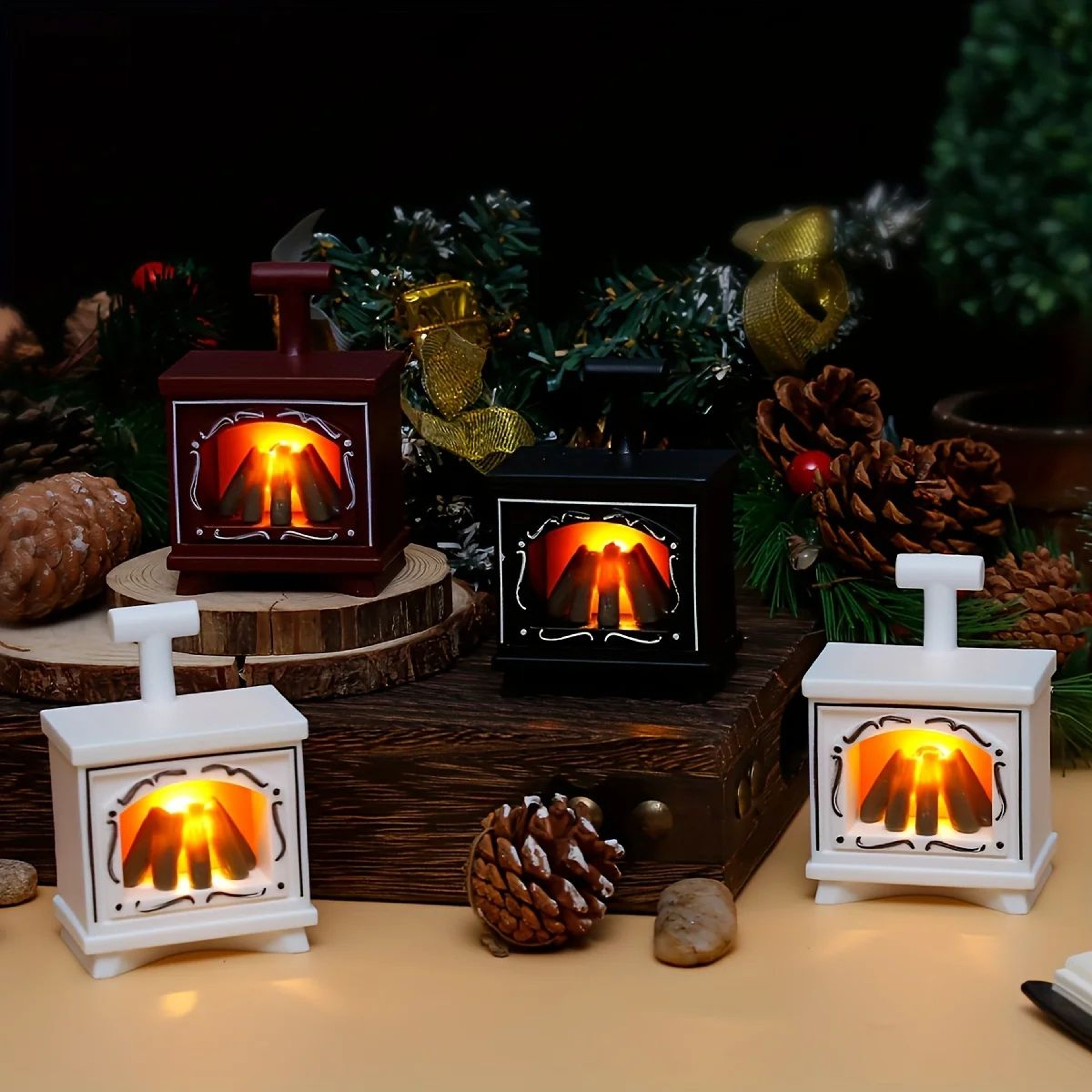 Retro LED Fireplace Flame Lantern Night Light 2