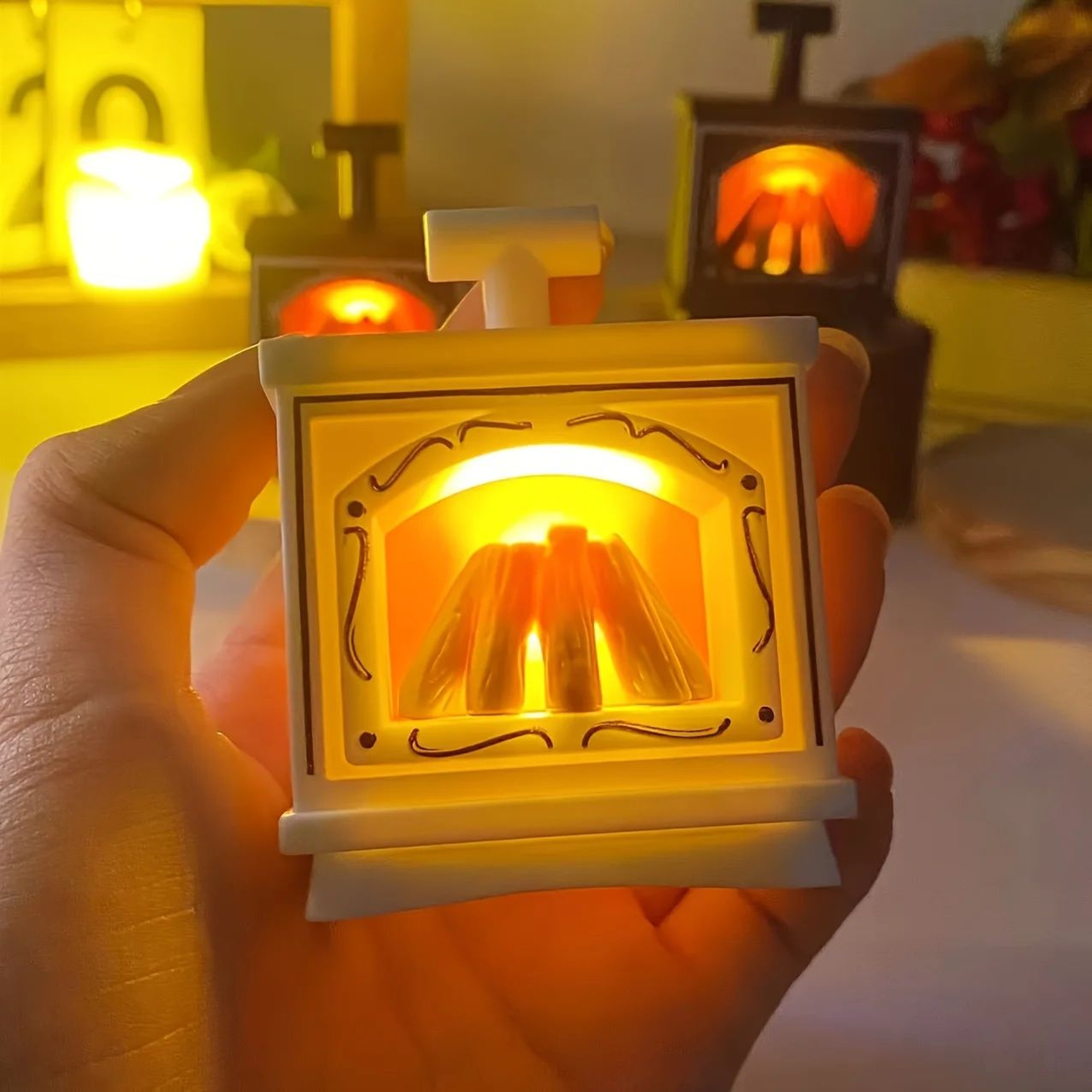 Retro LED Fireplace Flame Lantern Night Light 3