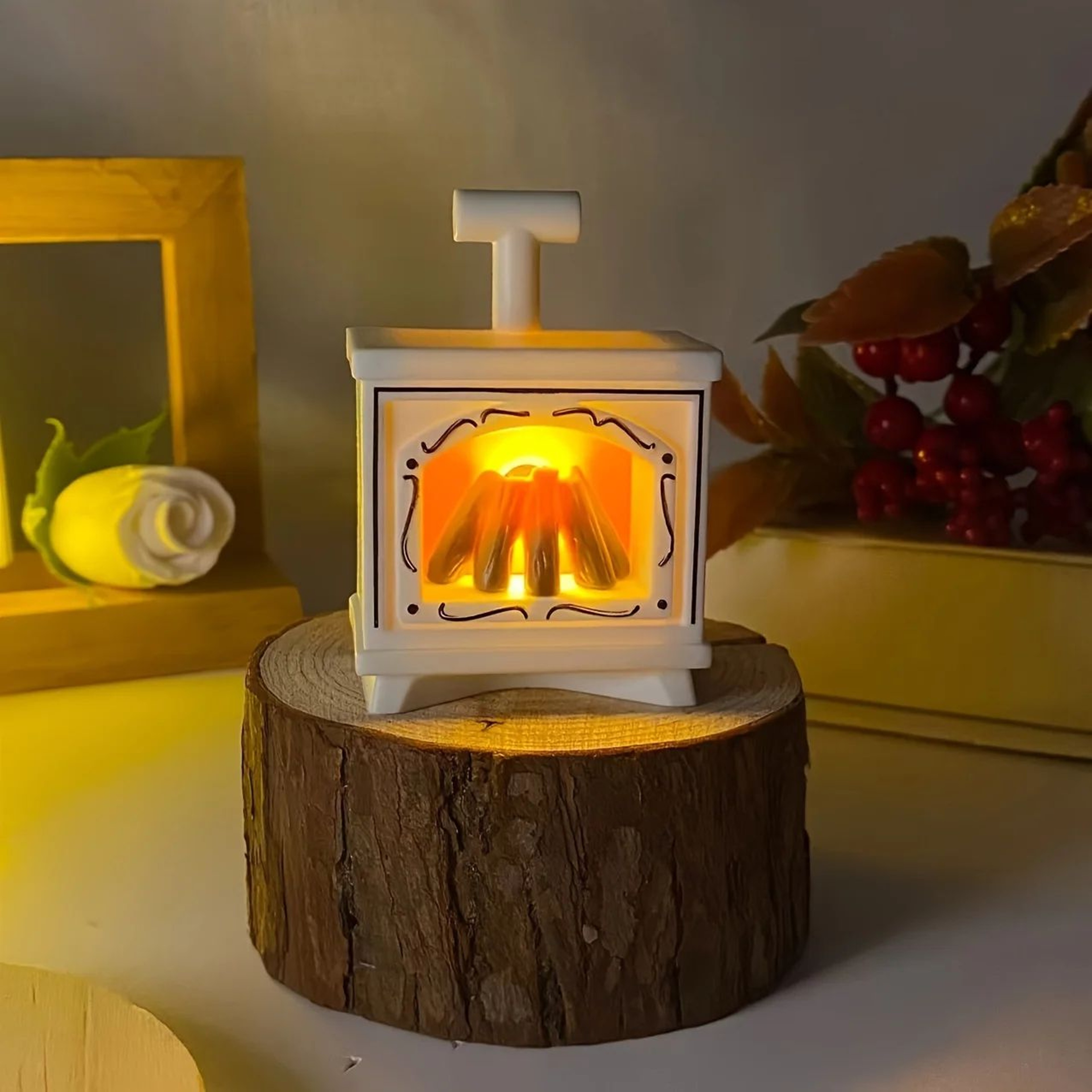 Retro LED Fireplace Flame Lantern Night Light 4