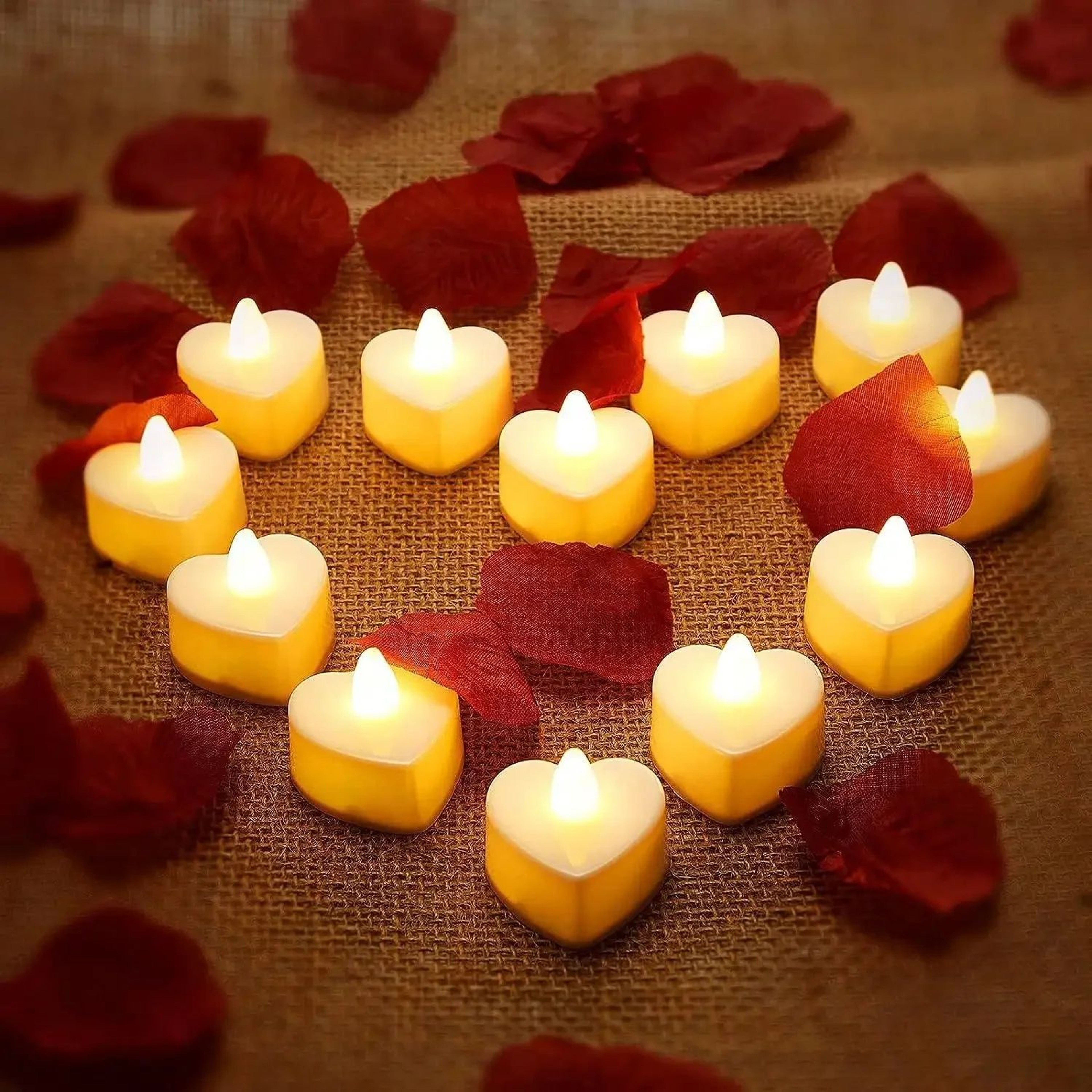 24 Piece Heart Shape LED Flameless Tea Light Candle Set 2