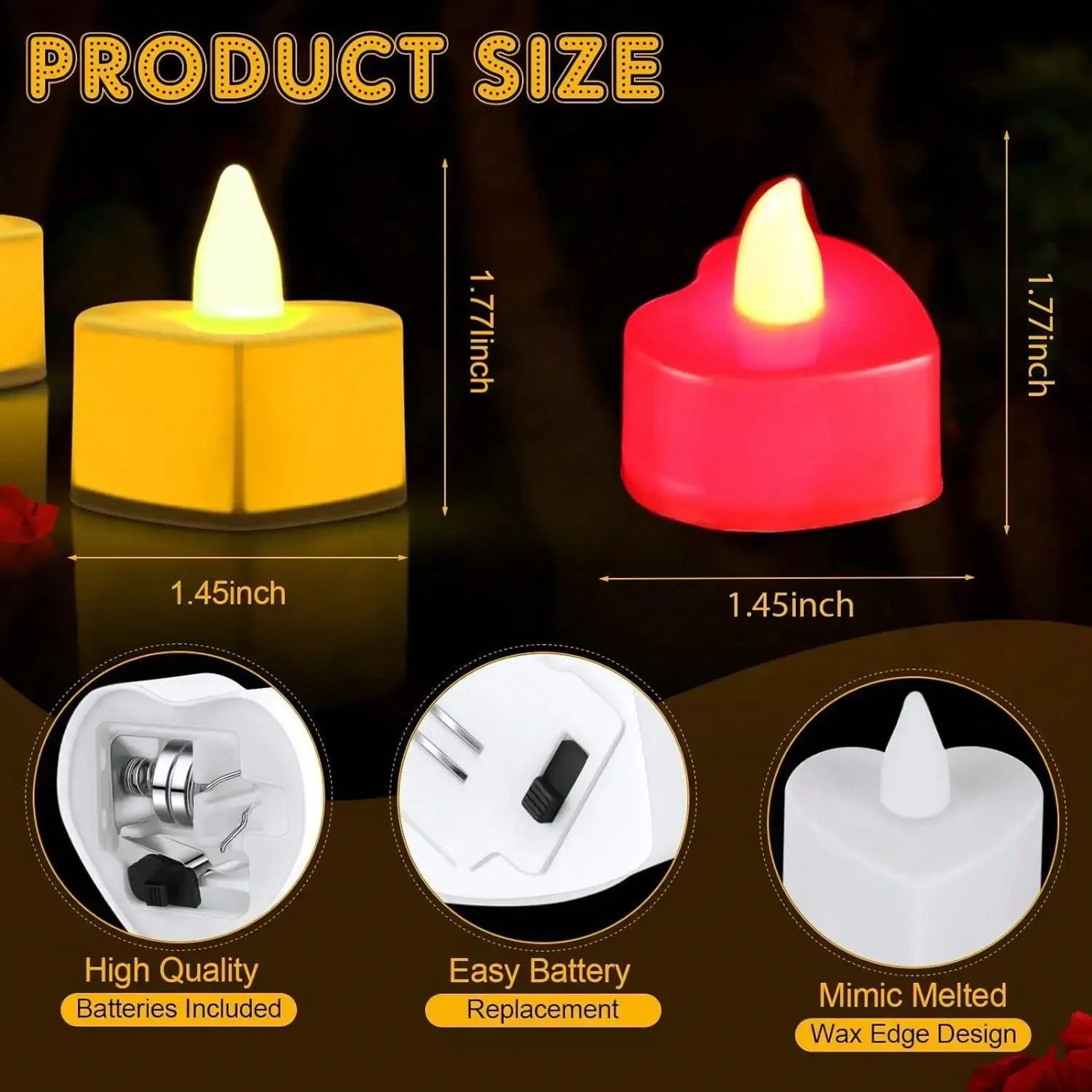 24 Piece Heart Shape LED Flameless Tea Light Candle Set 4