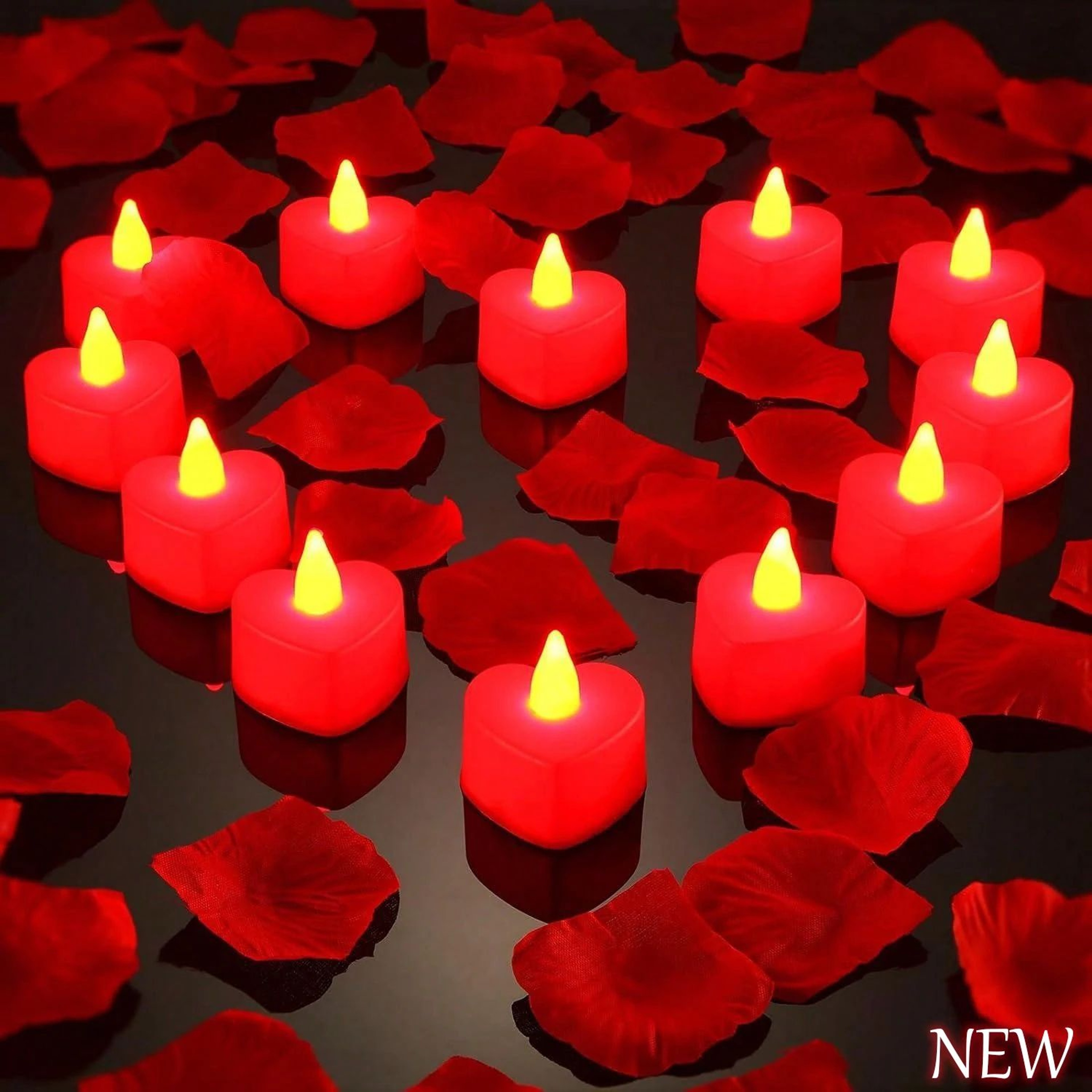 24 Piece Heart Shape LED Flameless Tea Light Candle Set 5