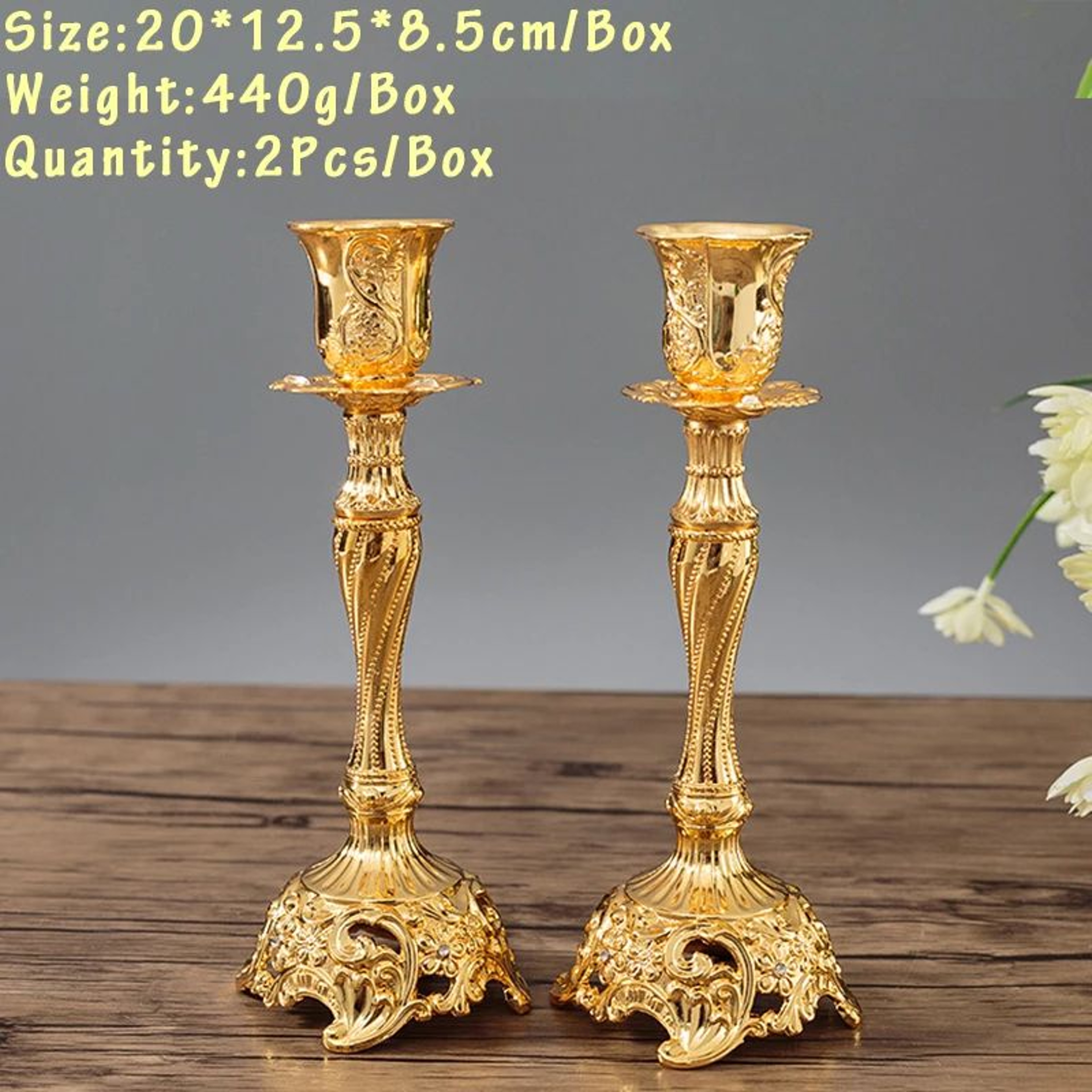 European Metal Candlestick Holders Set Of 2 Gold And Silver 17