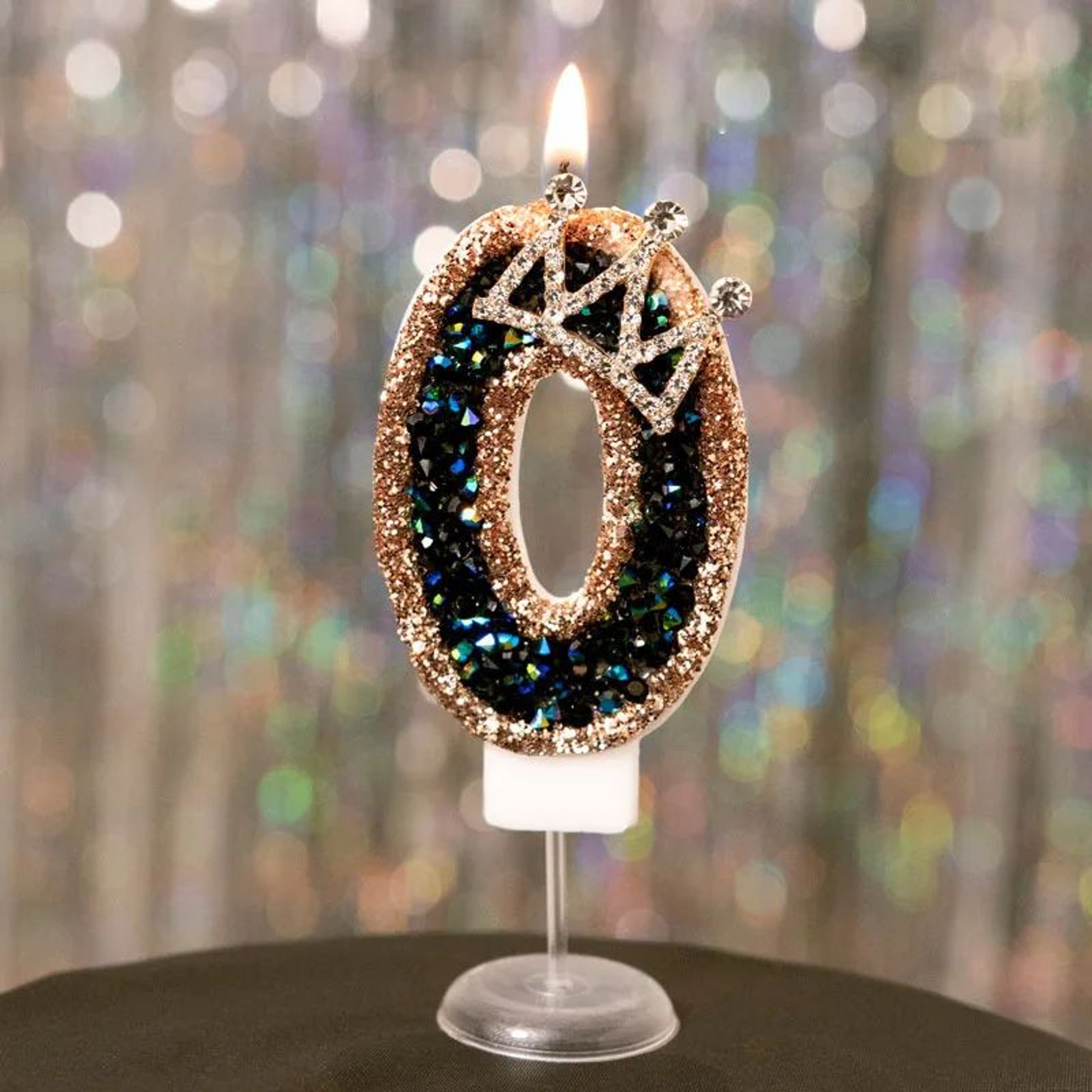 Luxury Rhinestone Crown Number Birthday Candle Cake Topper 5