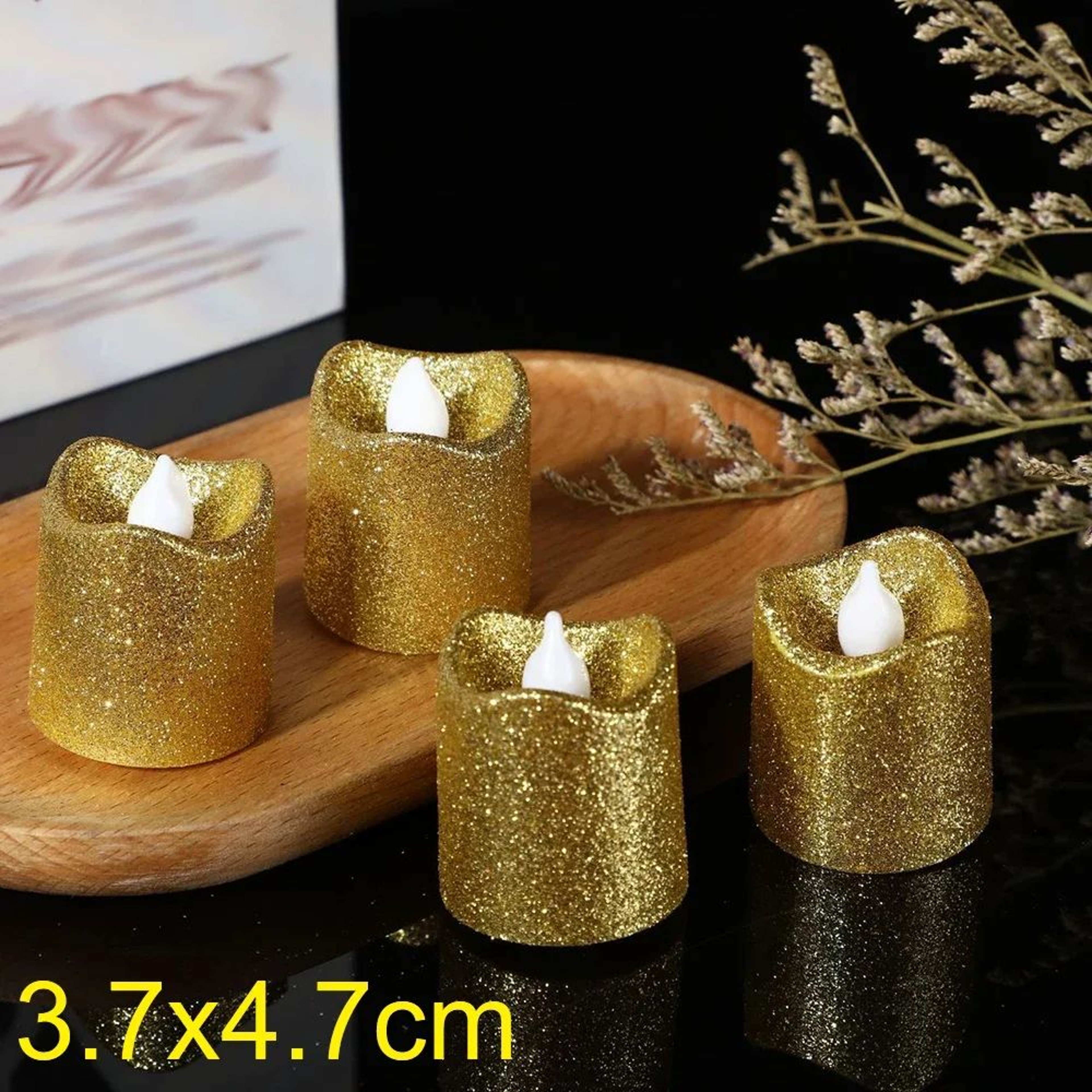 Glitter Flameless LED Tea Light Candles Multi Color Wave Design 15