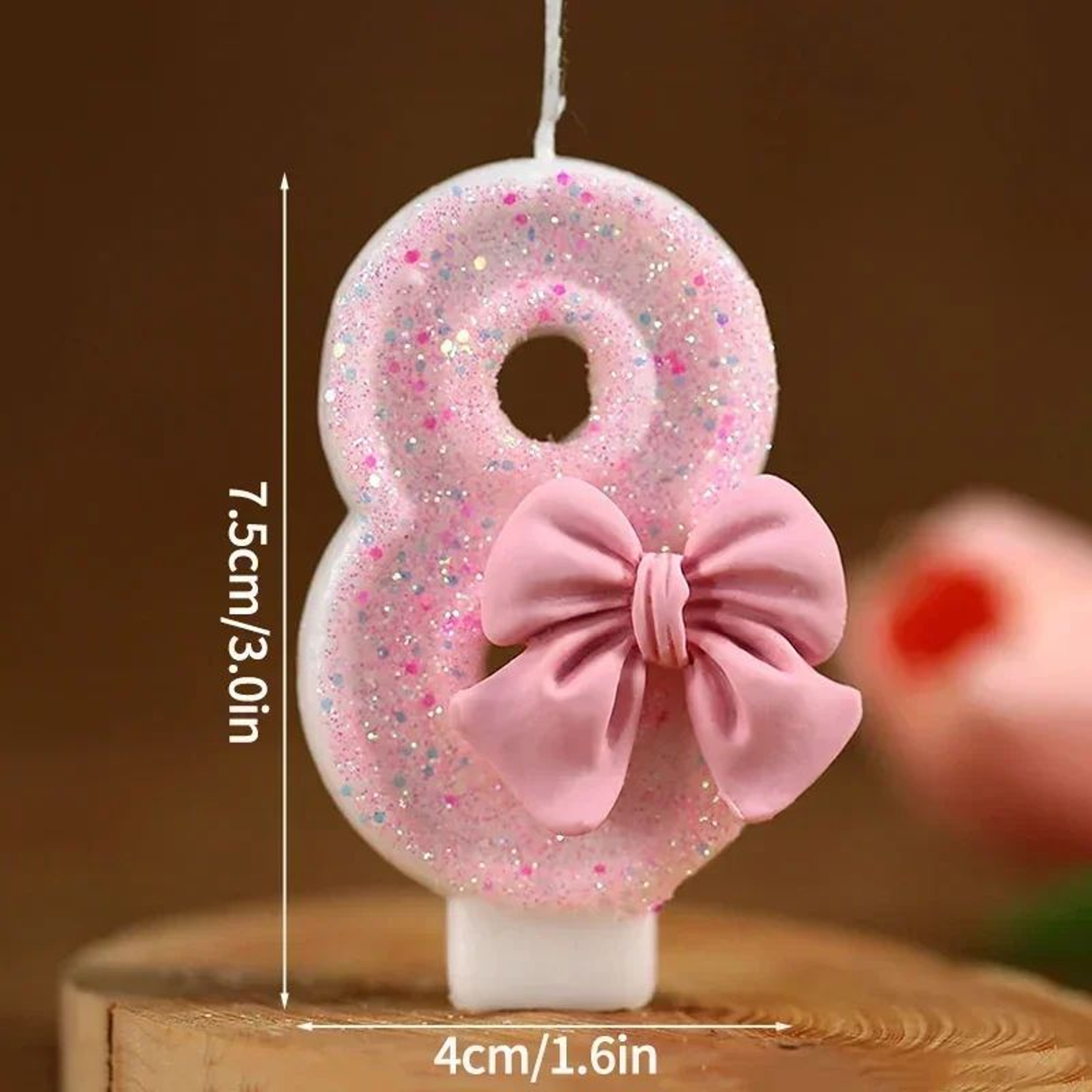Pink Glitter 3D Number Birthday Candle Cake Topper 9