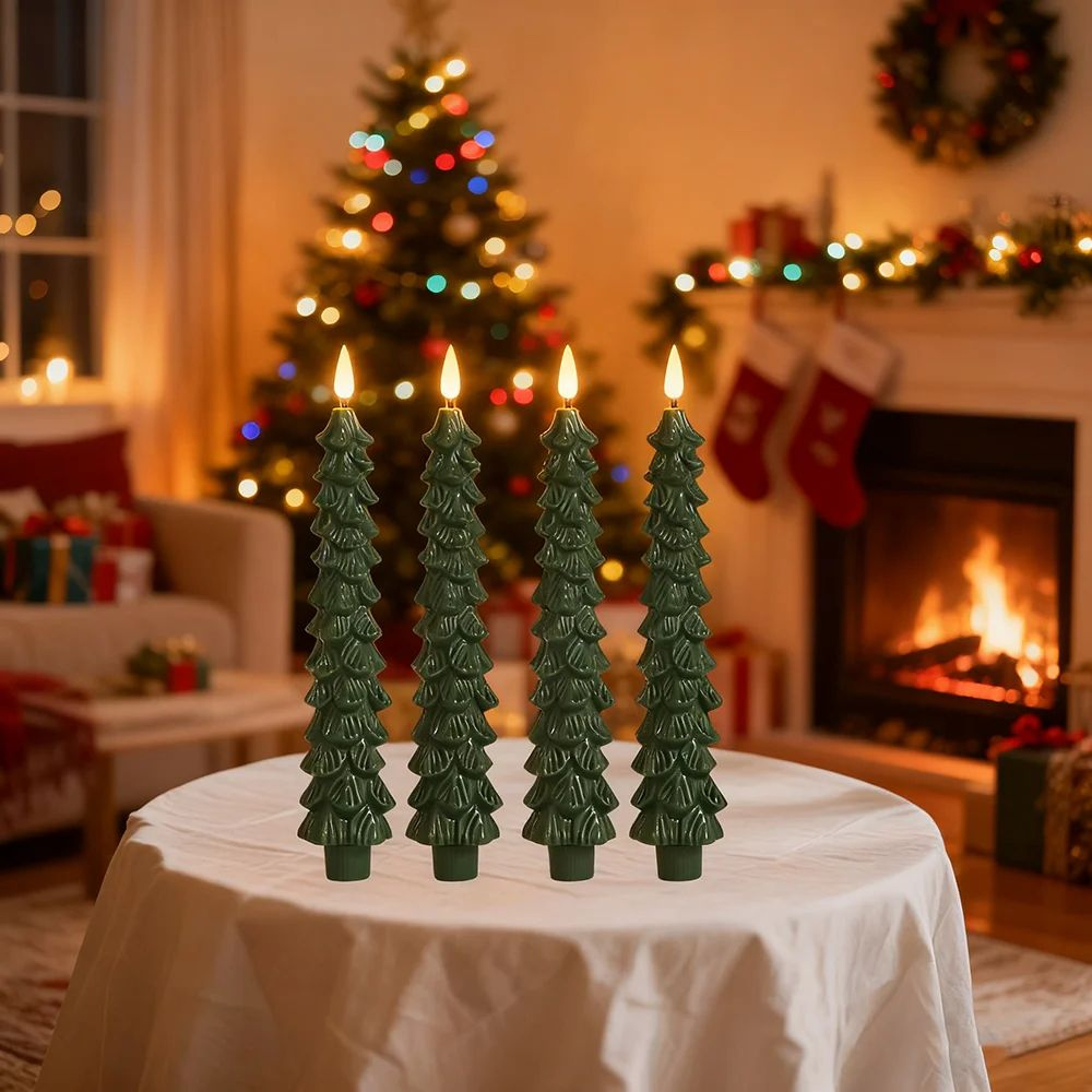 Christmas Tree LED Flameless Candles With 3D Flame Wick Set 0