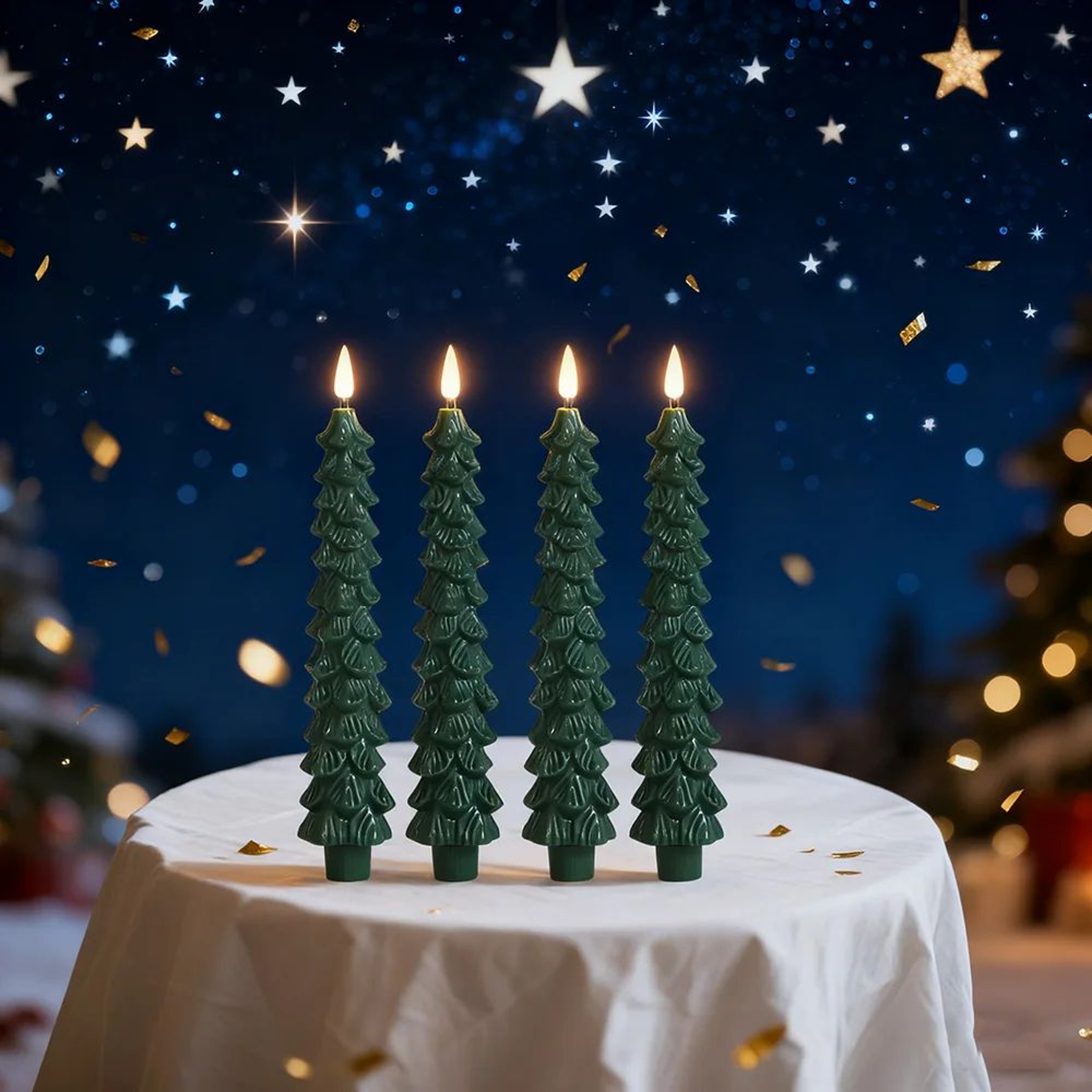 Christmas Tree LED Flameless Candles With 3D Flame Wick Set 1